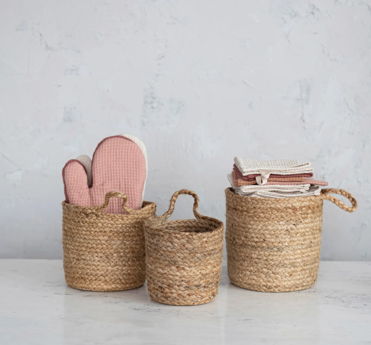 Braided Jute Nesting Baskets, Sold Individually