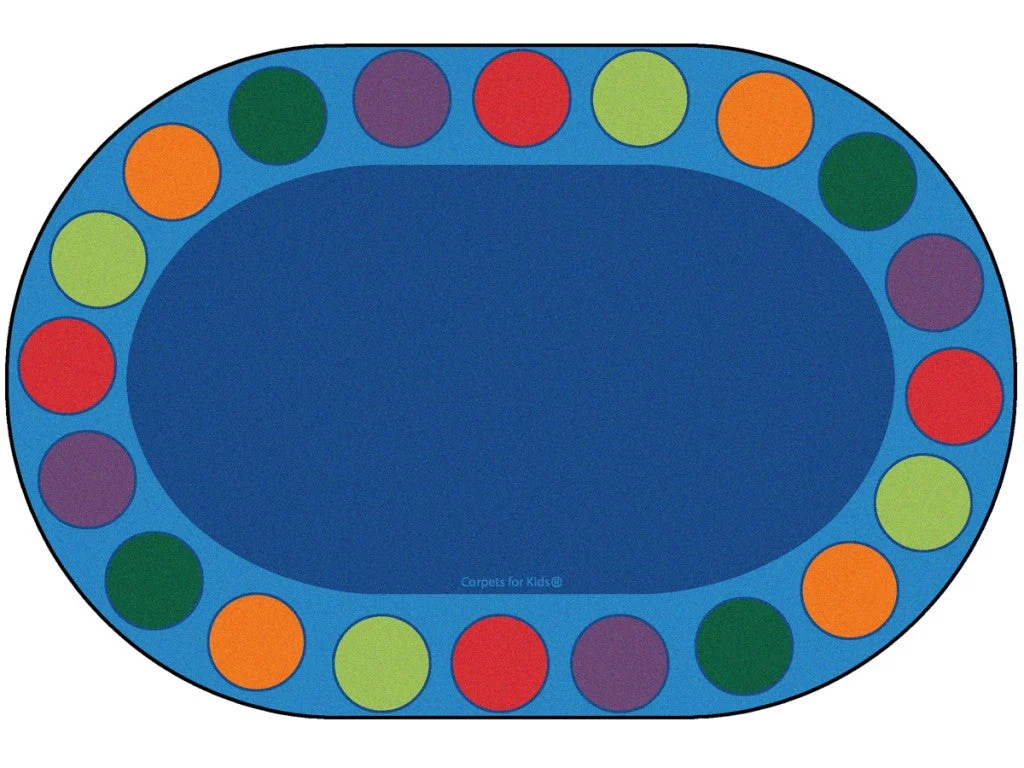 Group Time Colorful Circles Classroom Rug for Early Learning Spaces,Oval