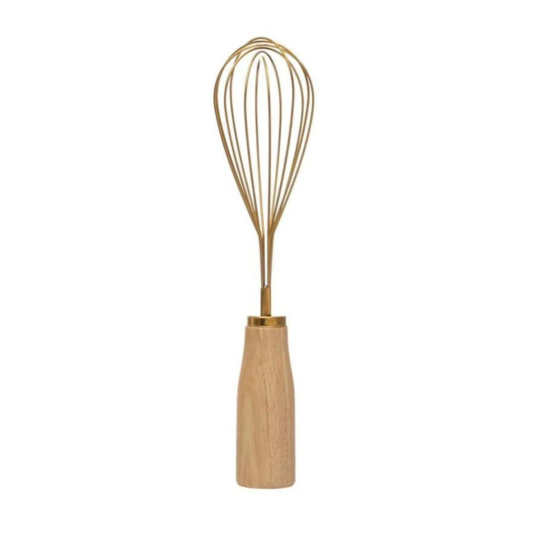 Golden Whisk with Wood Handle