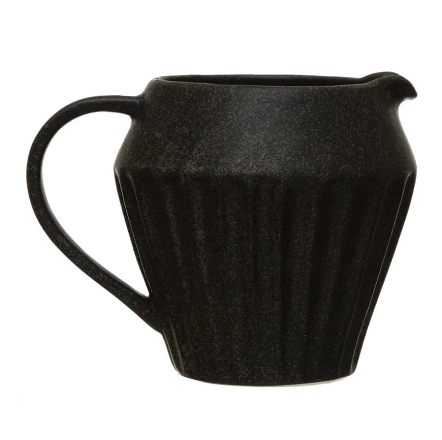 Black Stoneware Pitcher with Glaze