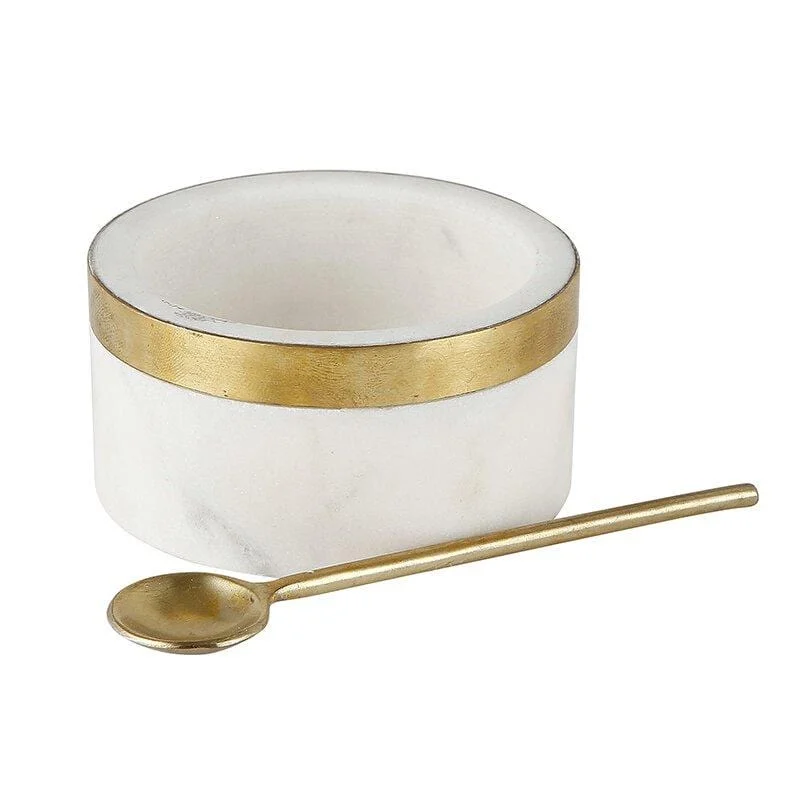 Marble & Brass Bowl & Spoon Set