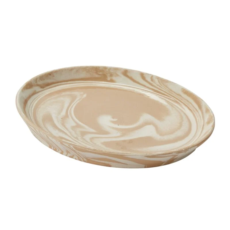 Marbled Stoneware Plate Tray // Tan
