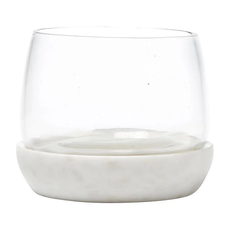 Small White Marble & Glass Bowl Chiller