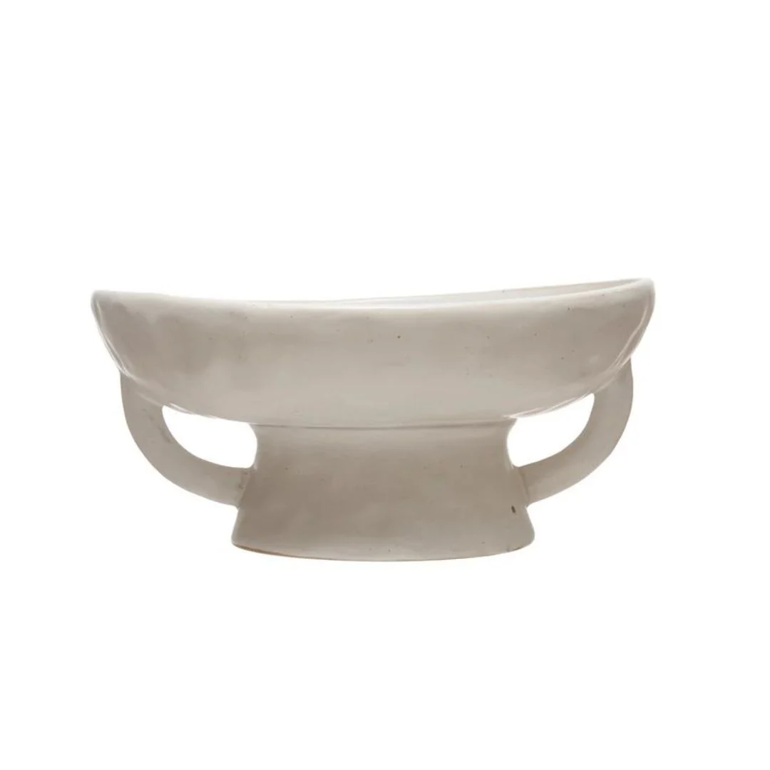 Stoneware Glazed Footed Pedestal Bowl