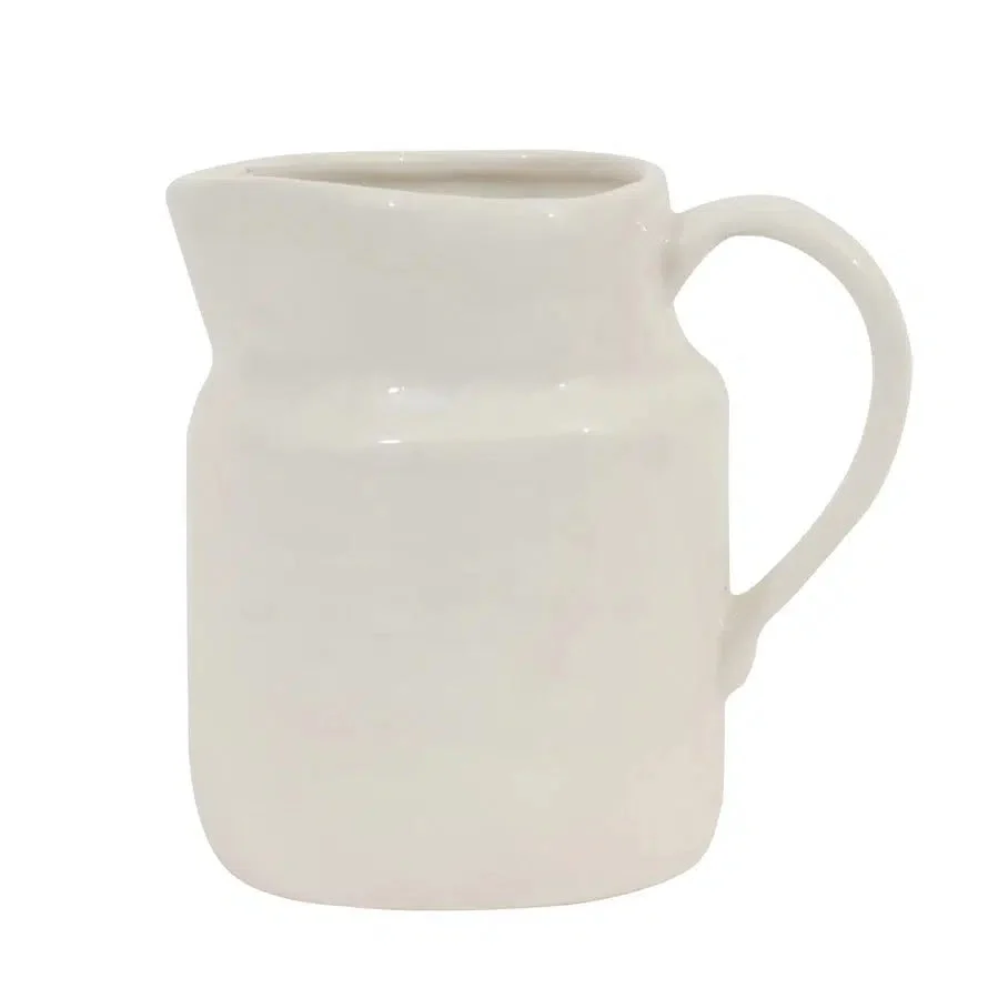 Vintage Style White Stoneware Pitcher