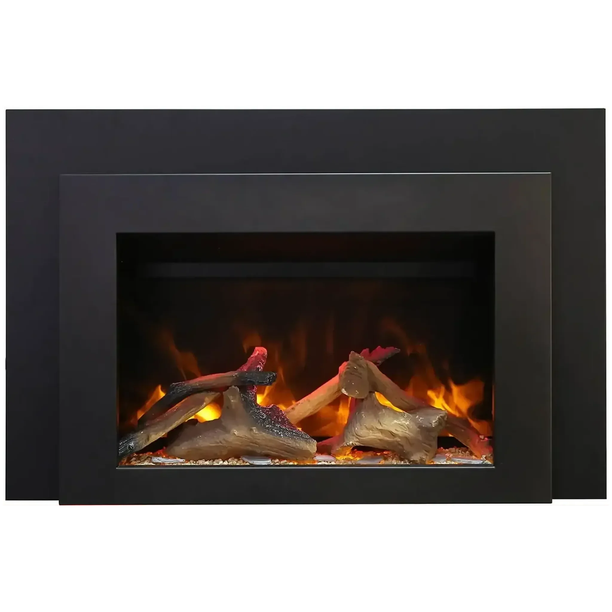 Sierra Flame by Amantii Insert Series 30" Electric Fireplace Insert With Black Steel Surround