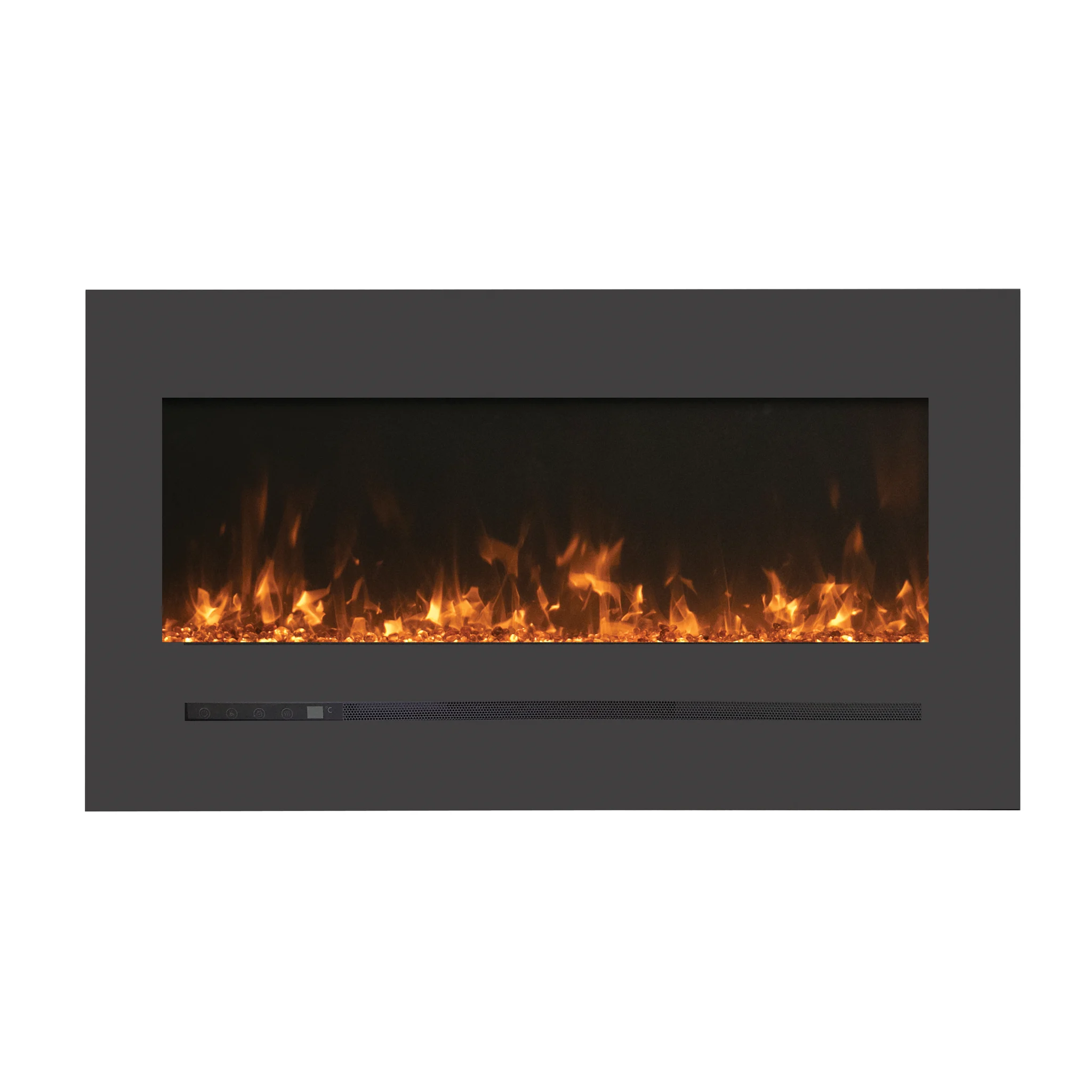 Sierra Flame by Amantii Wall Mount/Flush Mount 34" Electric Fireplace With Deep Charcoal Colored Steel Surround and Glass Media