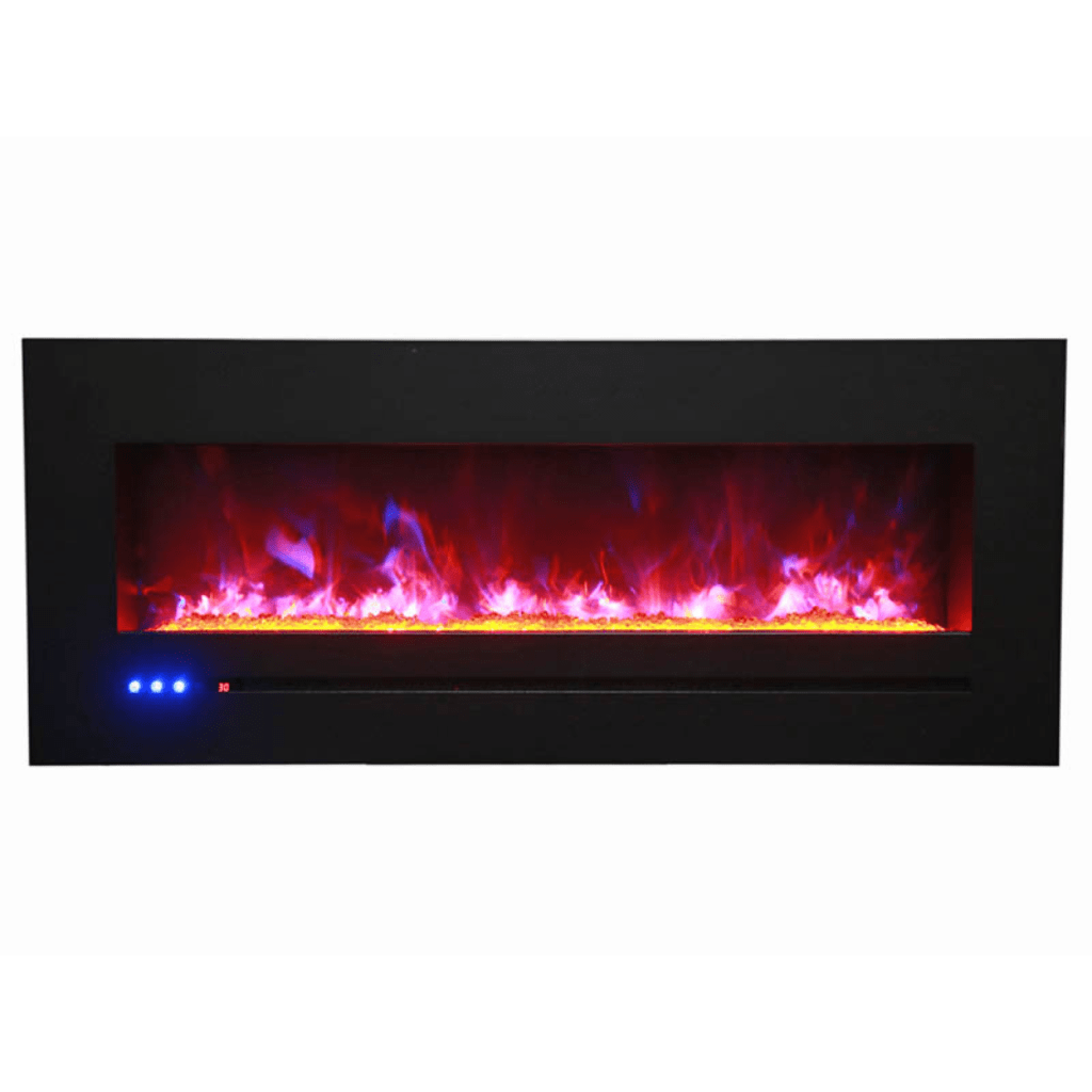 Sierra Flame by Amantii Wall Mount/Flush Mount 60" Electric Fireplace With Deep Charcoal Colored Steel Surround and Glass Media