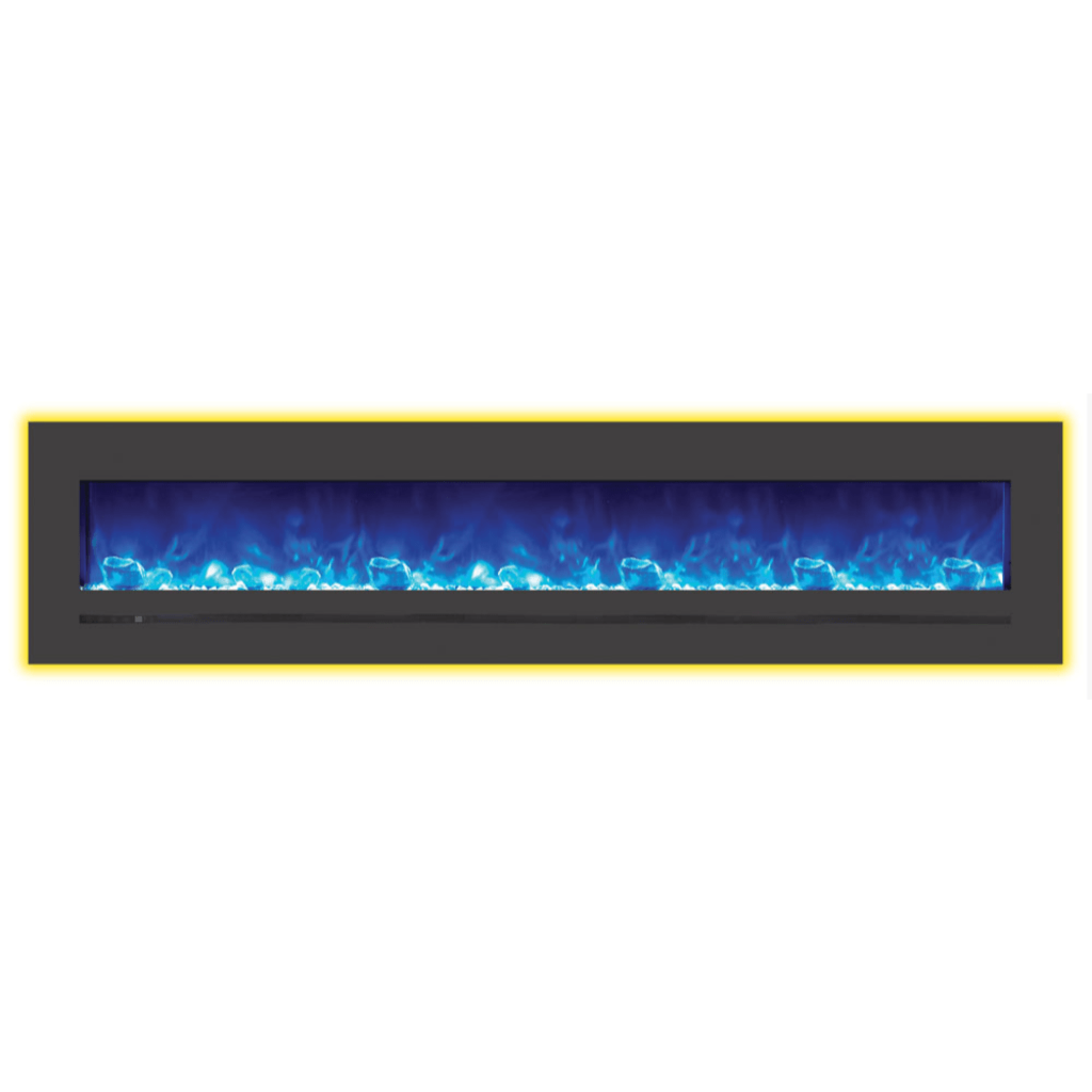 Sierra Flame by Amantii Wall Mount/Flush Mount 88" Electric Fireplace With Deep Charcoal Colored Steel Surround and Glass Media
