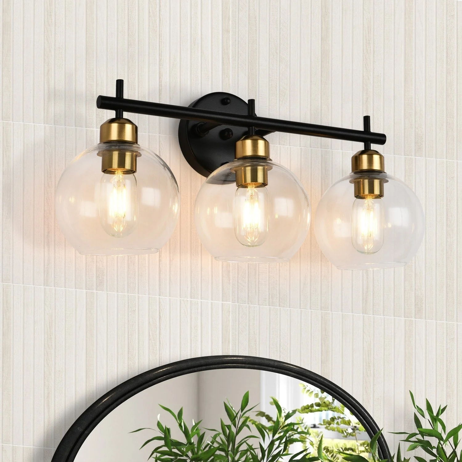 Starsky 4-Lights Modern Dimmable Bathroom Vanity Light with Globe Glass Shade
