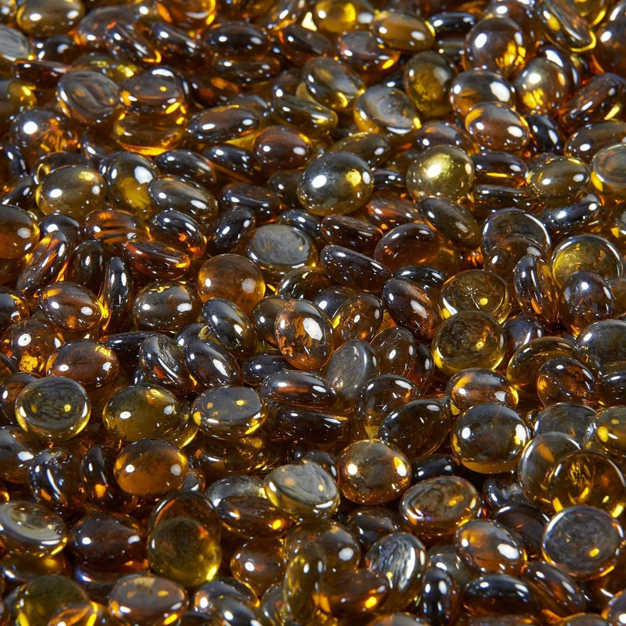 The Outdoor GreatRoom Company Amber Reflective Tempered Fire Glass Gems - 10 lb kit