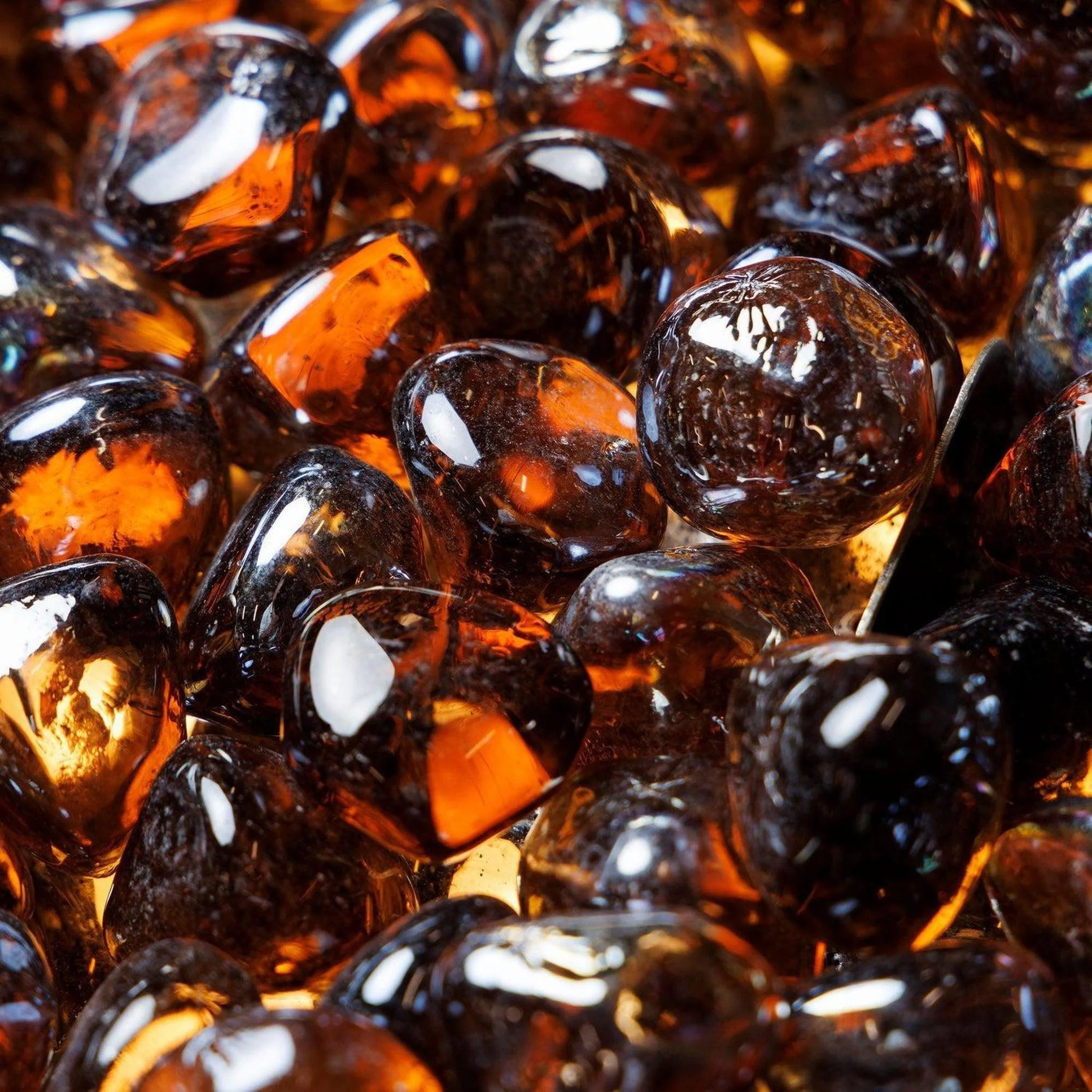 The Outdoor GreatRoom Company Copper Reflective Large Tempered Reflective Fire Glass Diamonds - 10 lb Kit