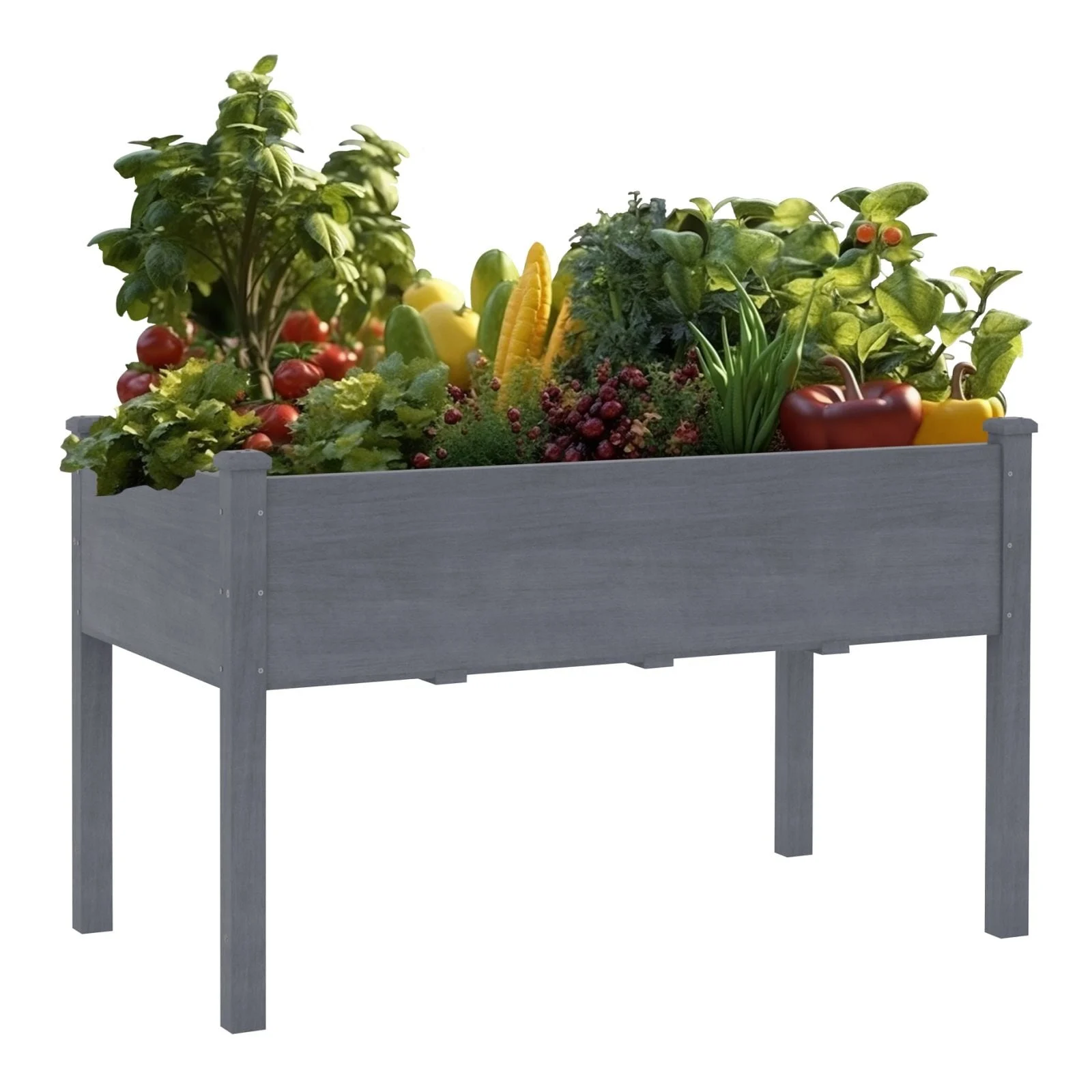 VEIKOUS Wood Raised Garden Bed Elevated Planter Box with Drainage Holes - 46.8''W x 22.4''D x 30.3''H