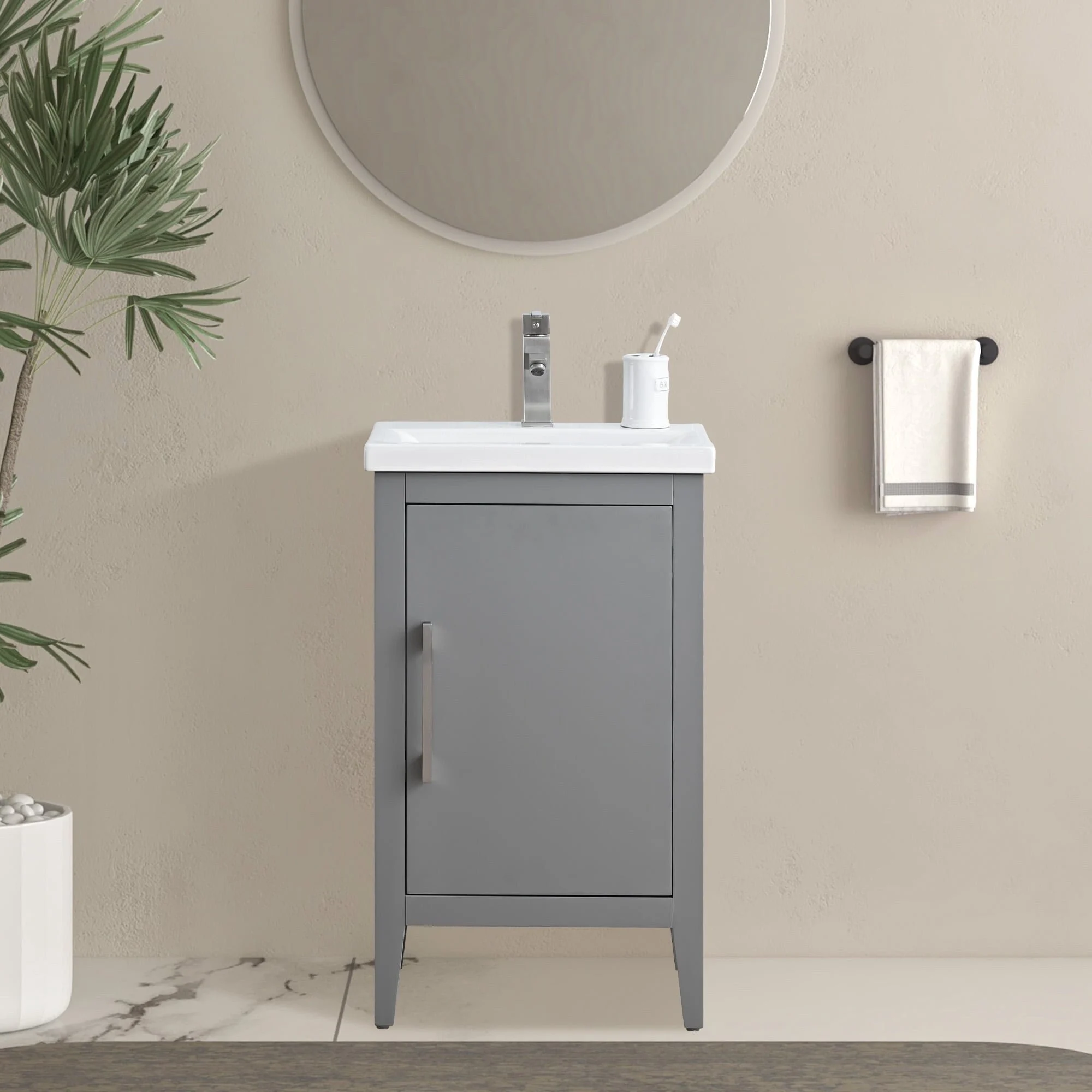 Vanity Art 20 or 24 or 30 Single Sink Bathroom Vanity Cabinet with Ceramic Top