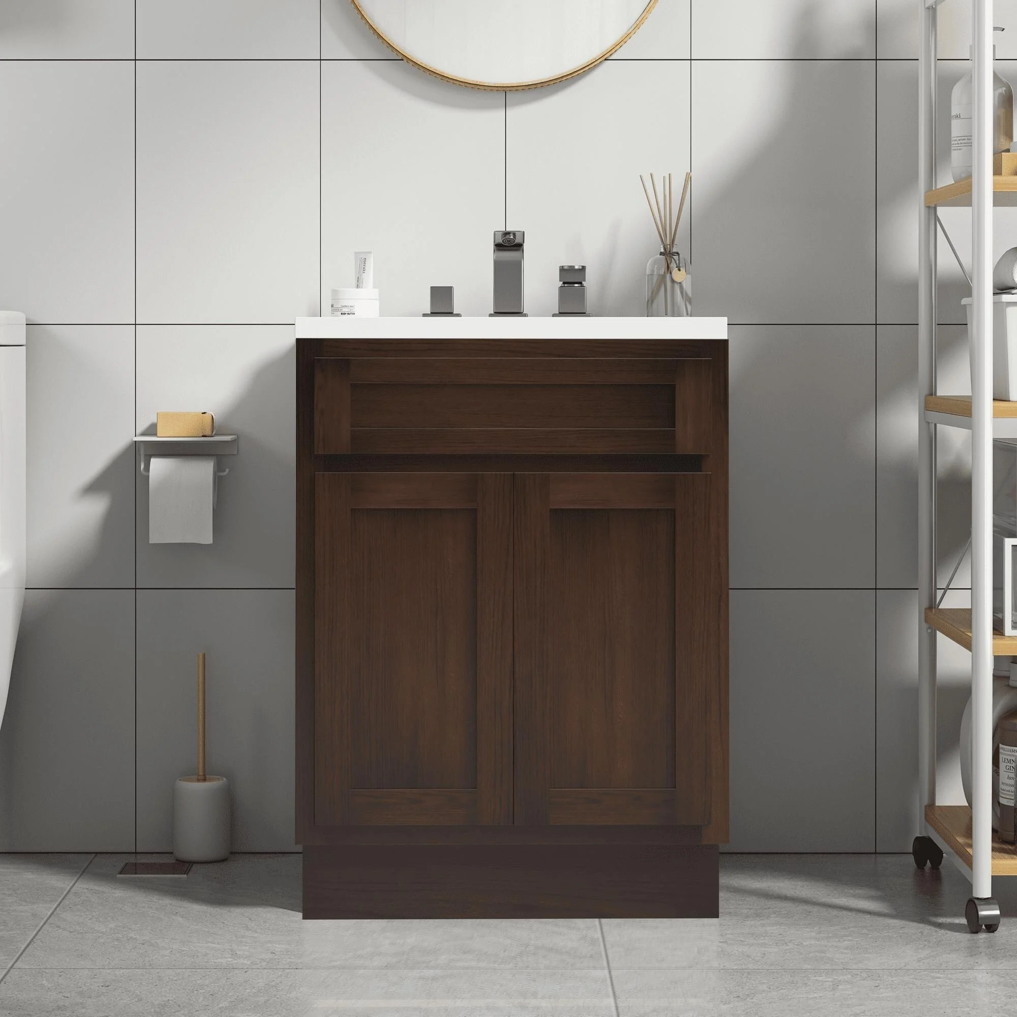 Vanity Art 24-inch Solid Wood Single Sink Bathroom Vanity Cabinet