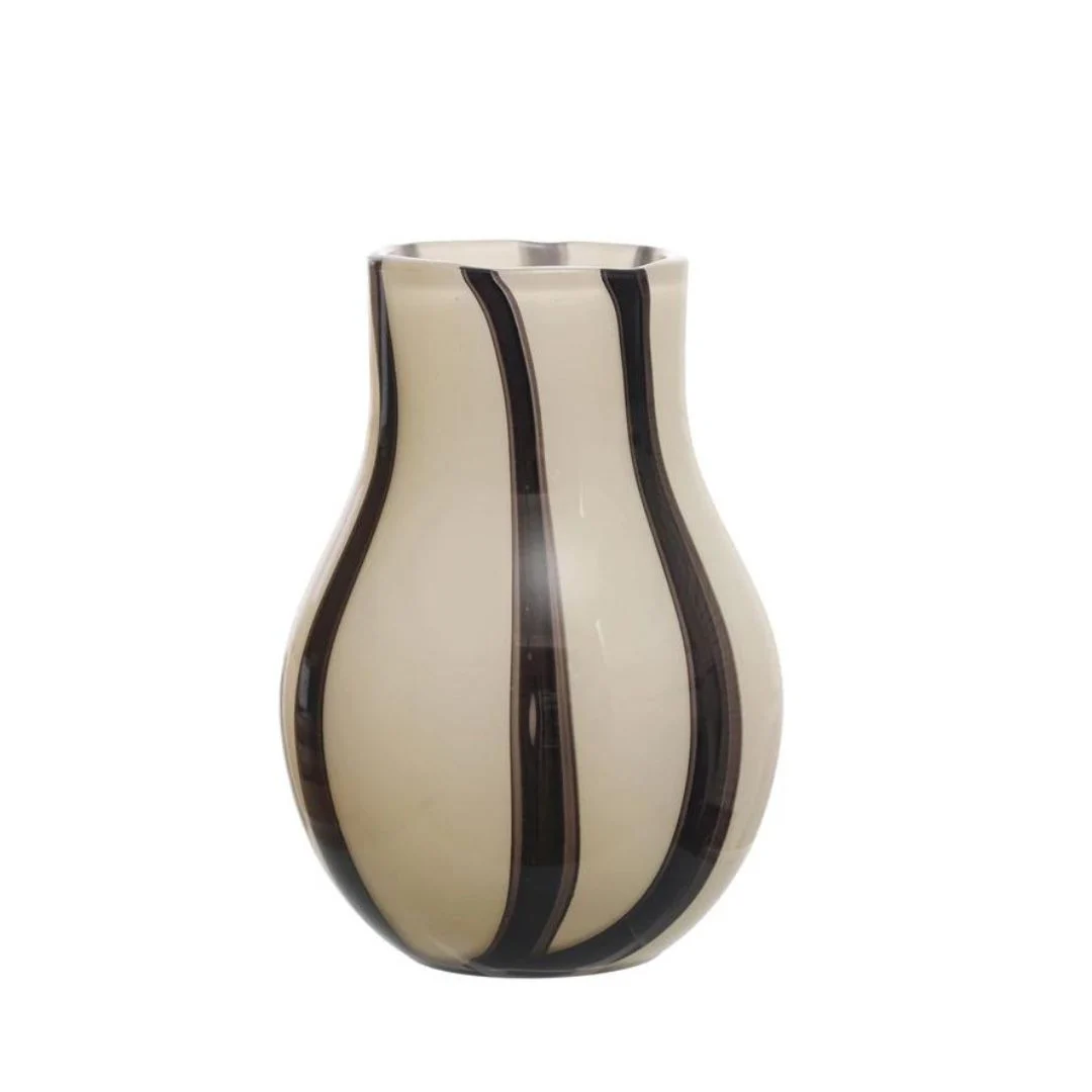 Safari Stripe 7.25" Glass Vase // Cream