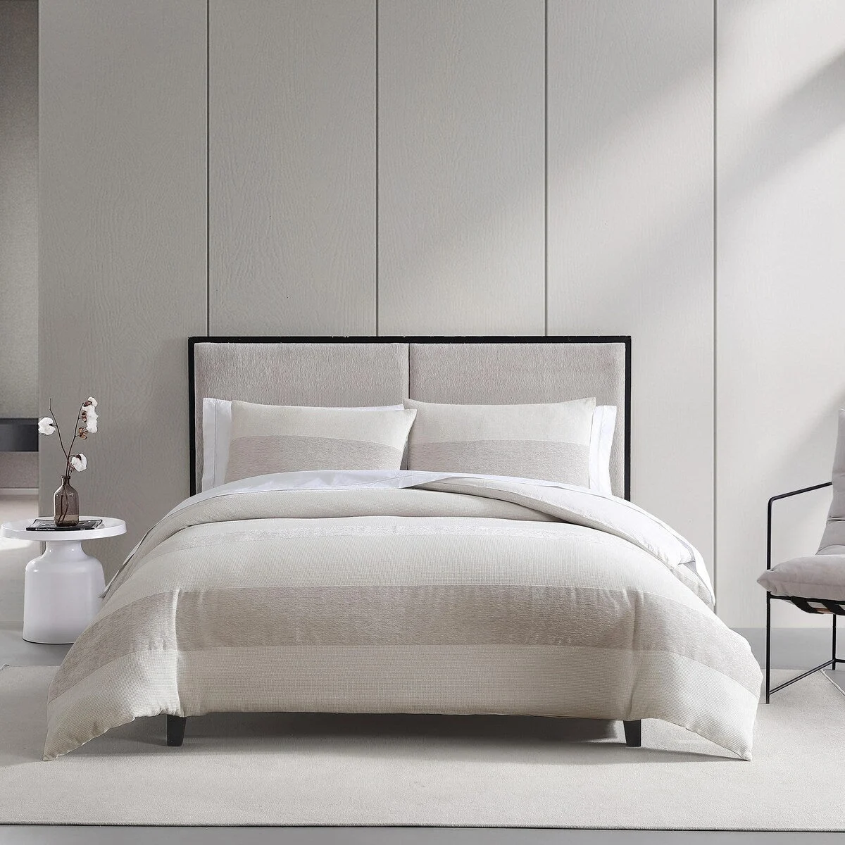Vera Wang Chenille Waffle Stripe Beige Comforter Set