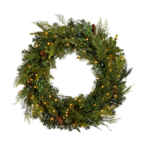 36" Pre-Lit Blue Ridge Mountain Pine Wreath