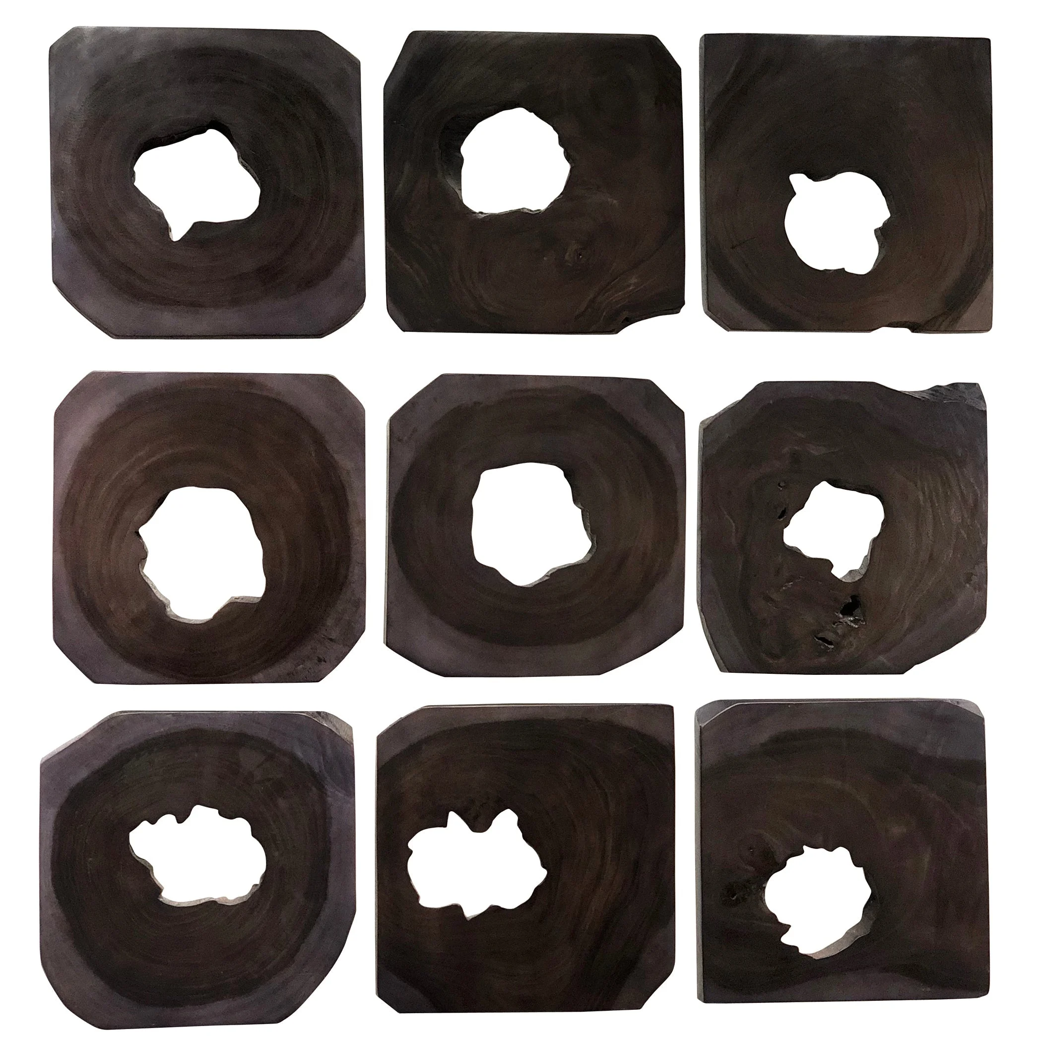 Bahati Ebony Wood Wall Art // Set of 9