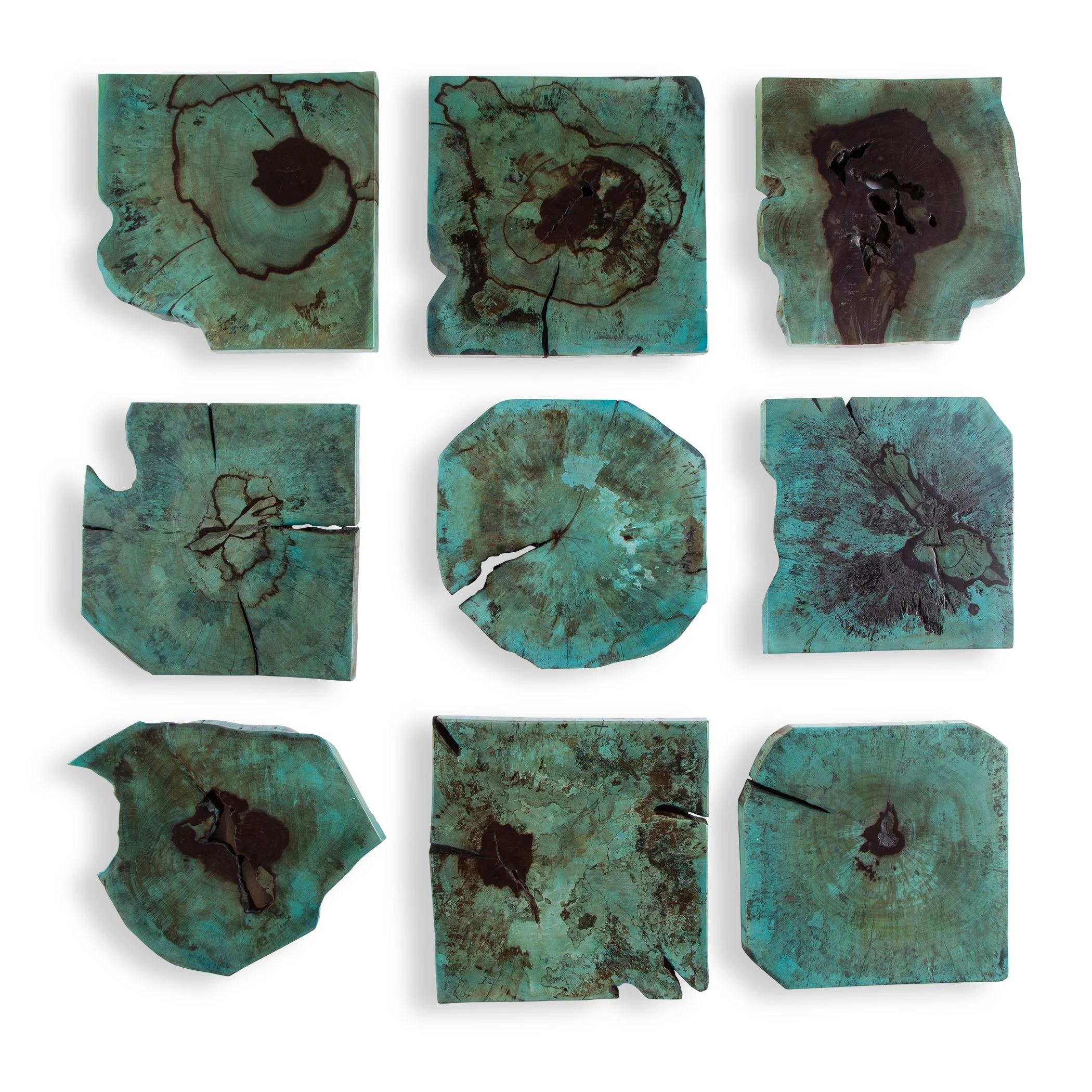 Bahati Wood Wall Decor In Blue // Set of 9