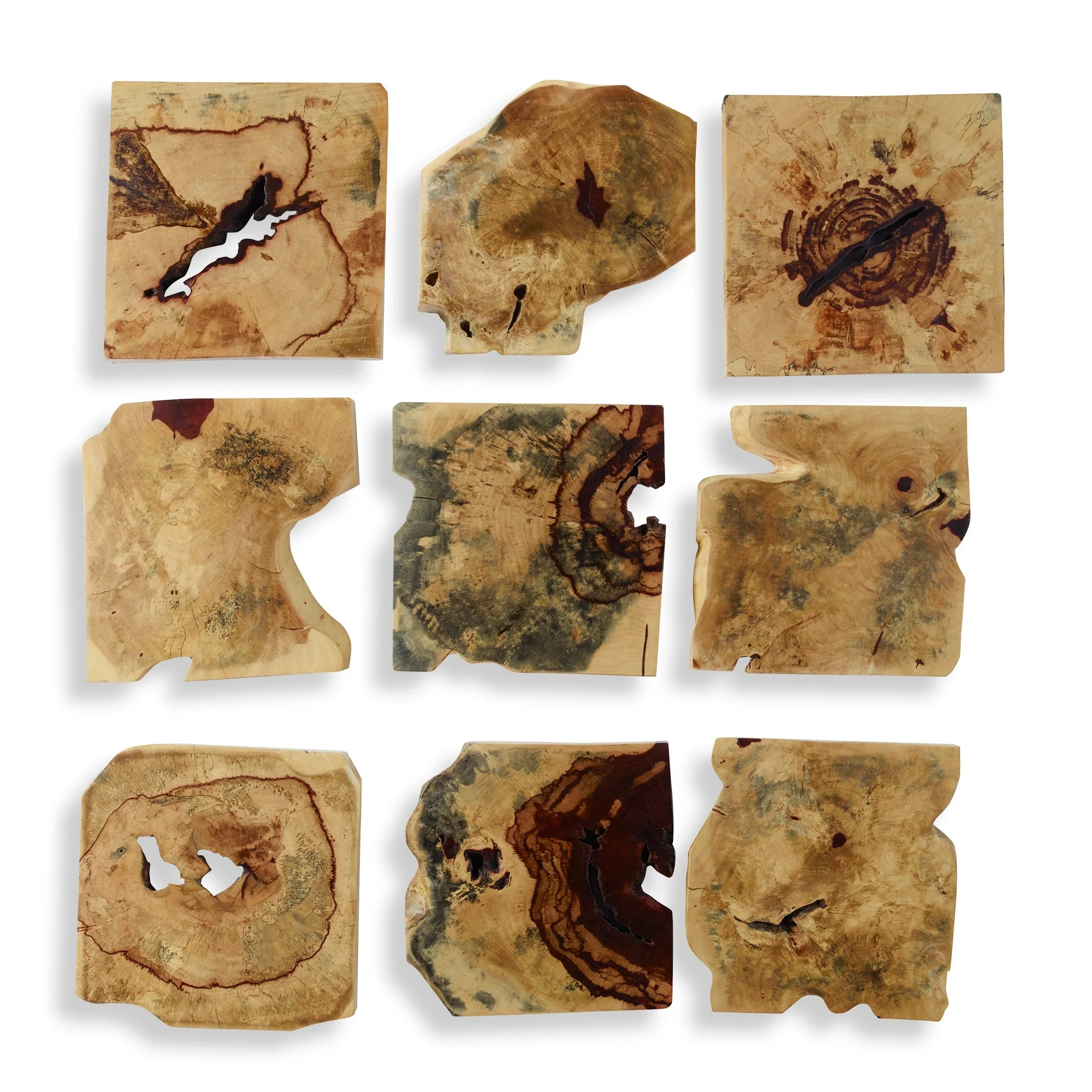 Bahati Wood Wall Decor In Natural // Set of 9