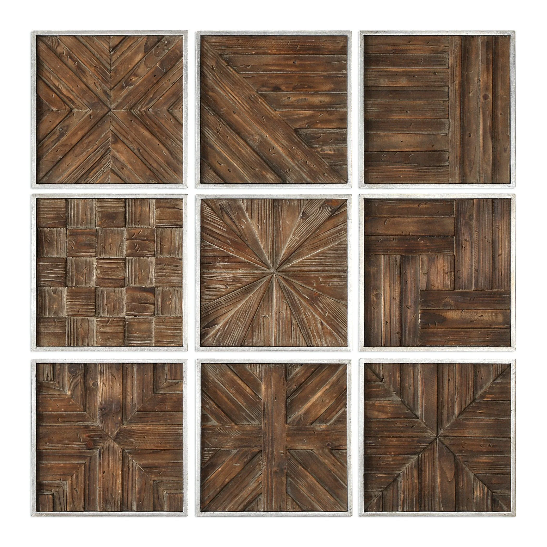 Bryndle Rustic Wooden Squares // Set of 9