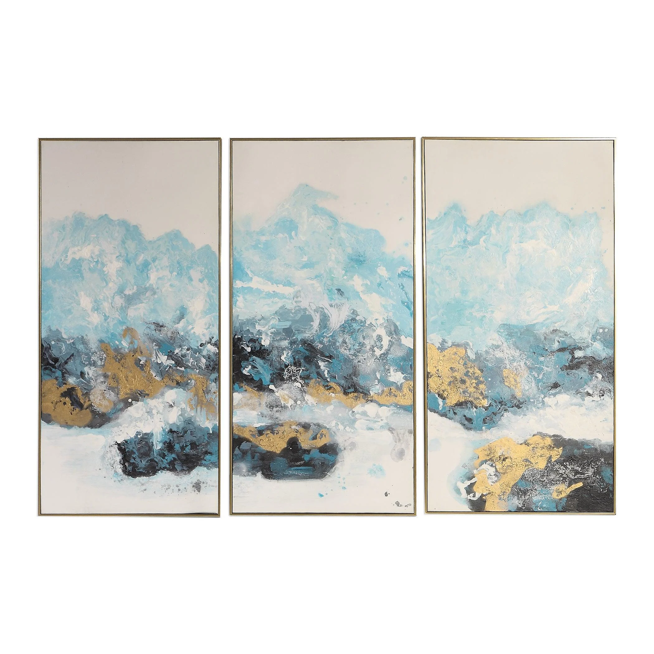 Crashing Waves Abstract Art // Set of 3