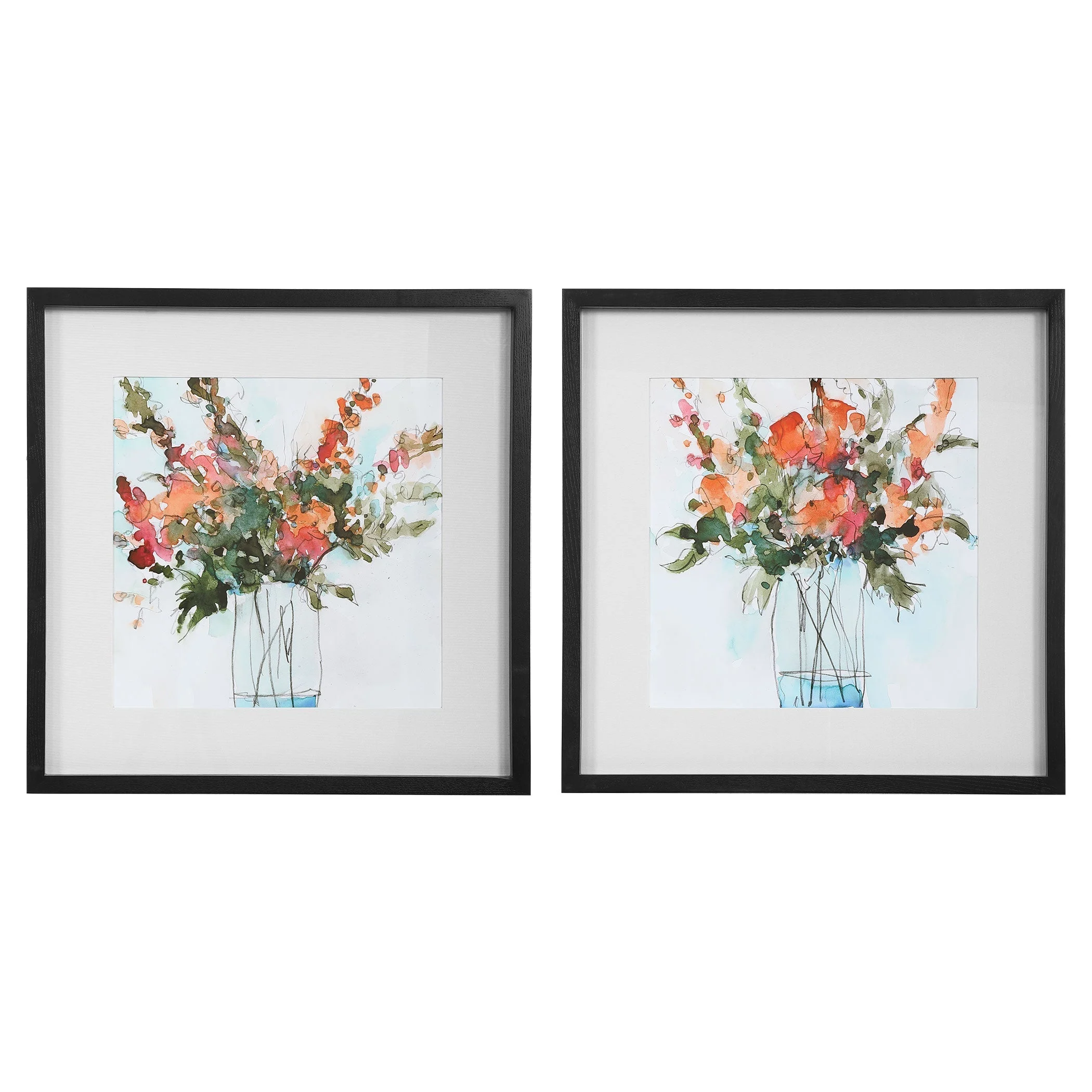 Fresh Flowers Watercolor Prints // Set of 2