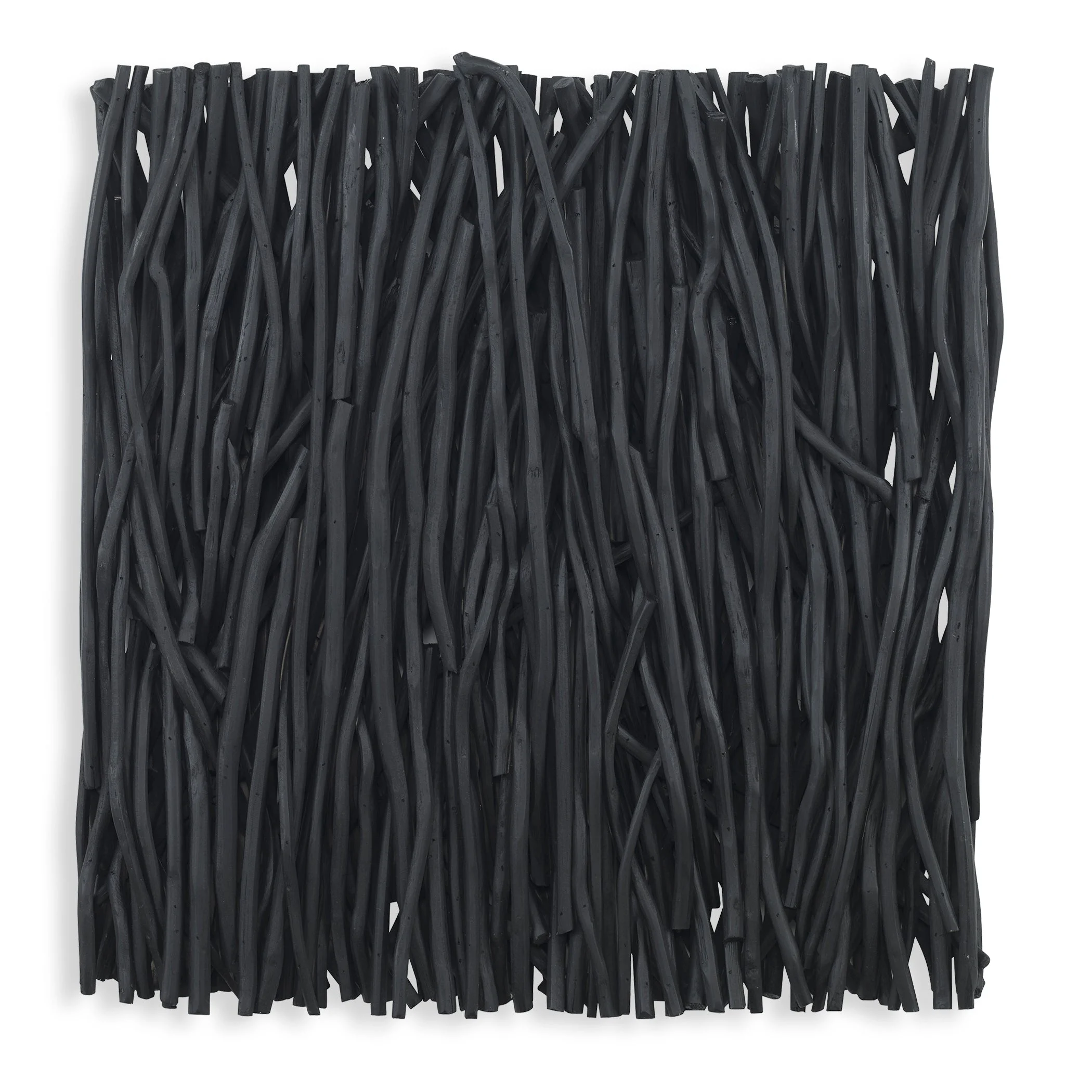 Gathered Teak Square Black Wood Wall Decor