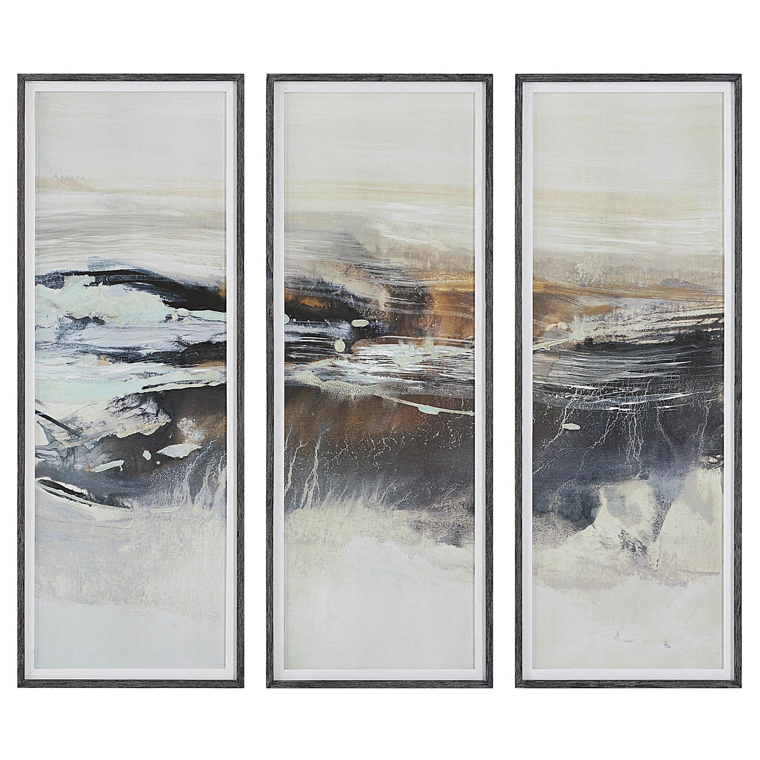 Graphite Horizon Framed Prints // Set of 3