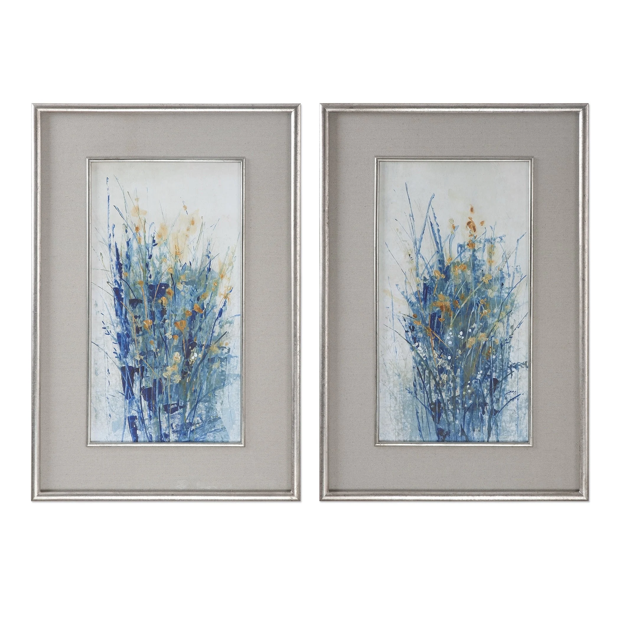 Indigo Florals Framed Art // Set of 2