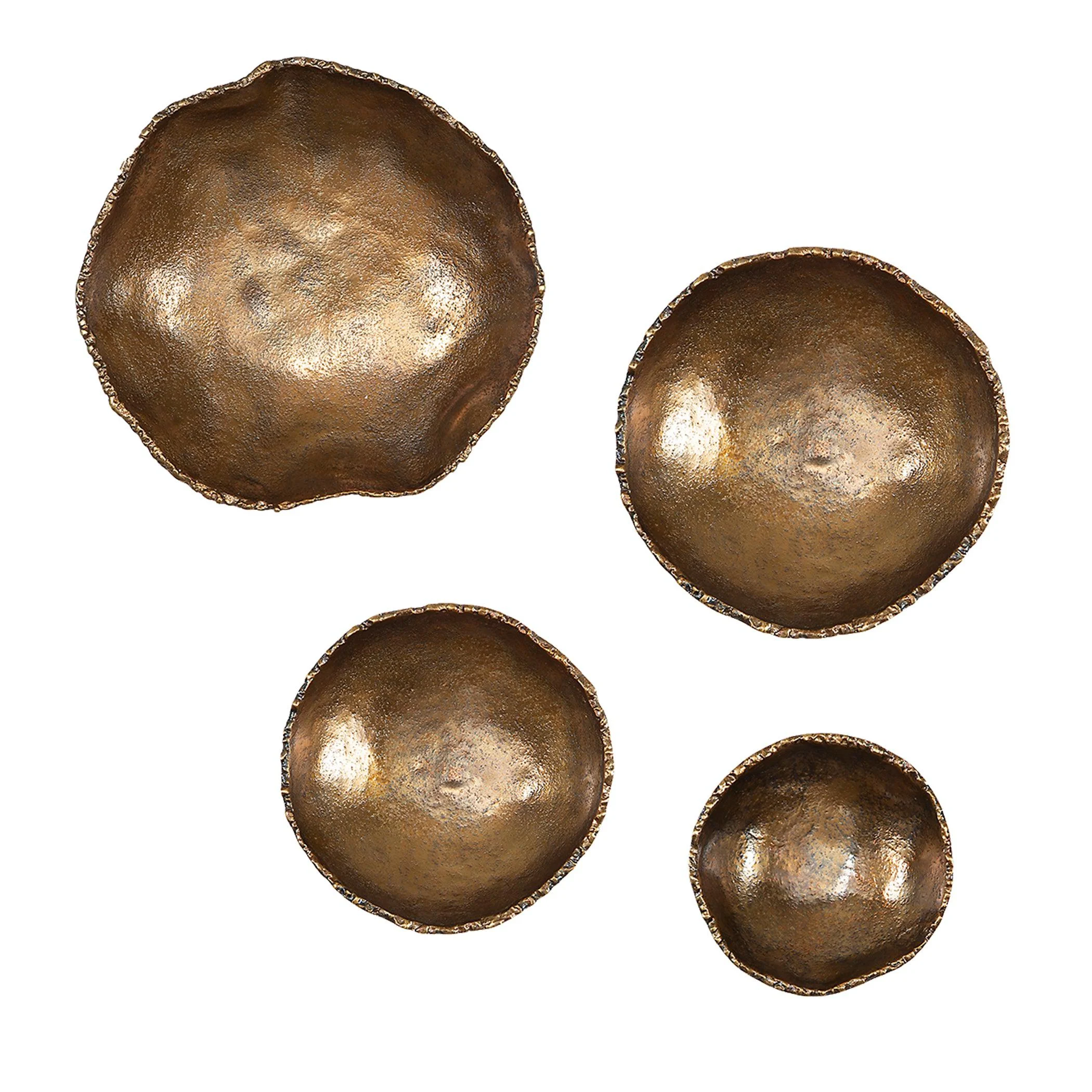 Lucky Coins Brass Wall Bowls // Set of 4