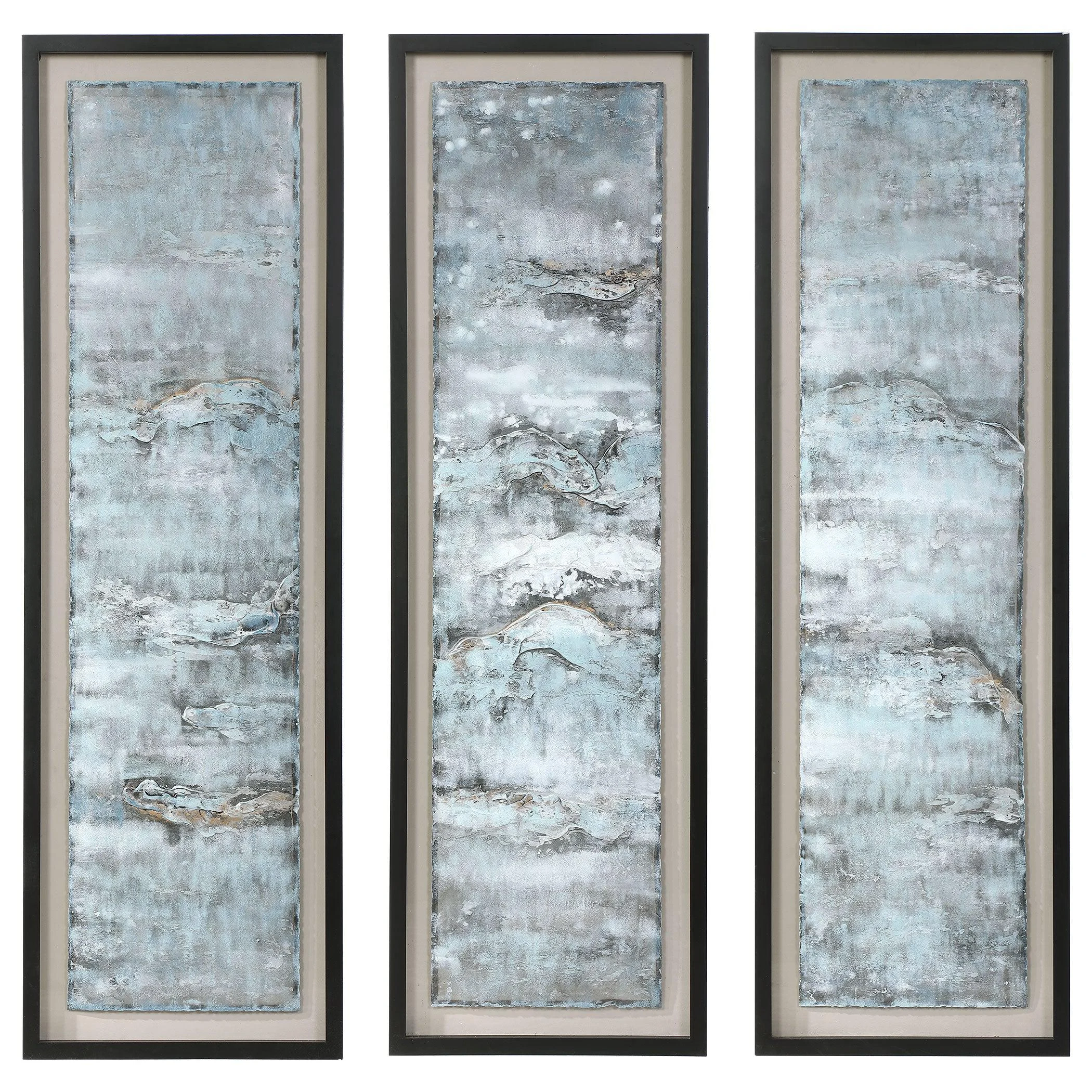 Ocean Swell Painted Metal Art // Set of 3, 3 Cartons