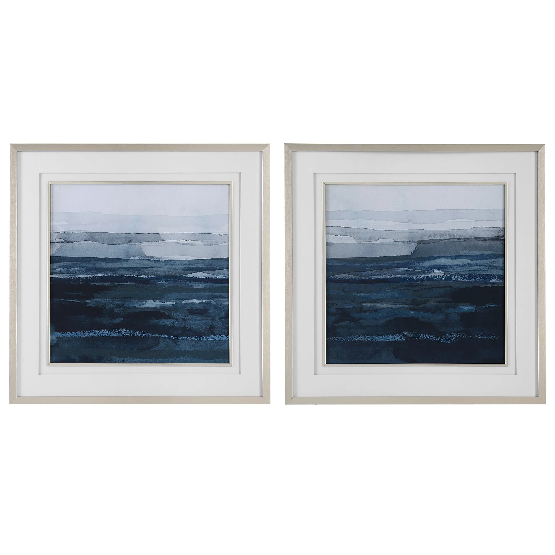 Rising Blue Abstract Framed Prints // Set of 2