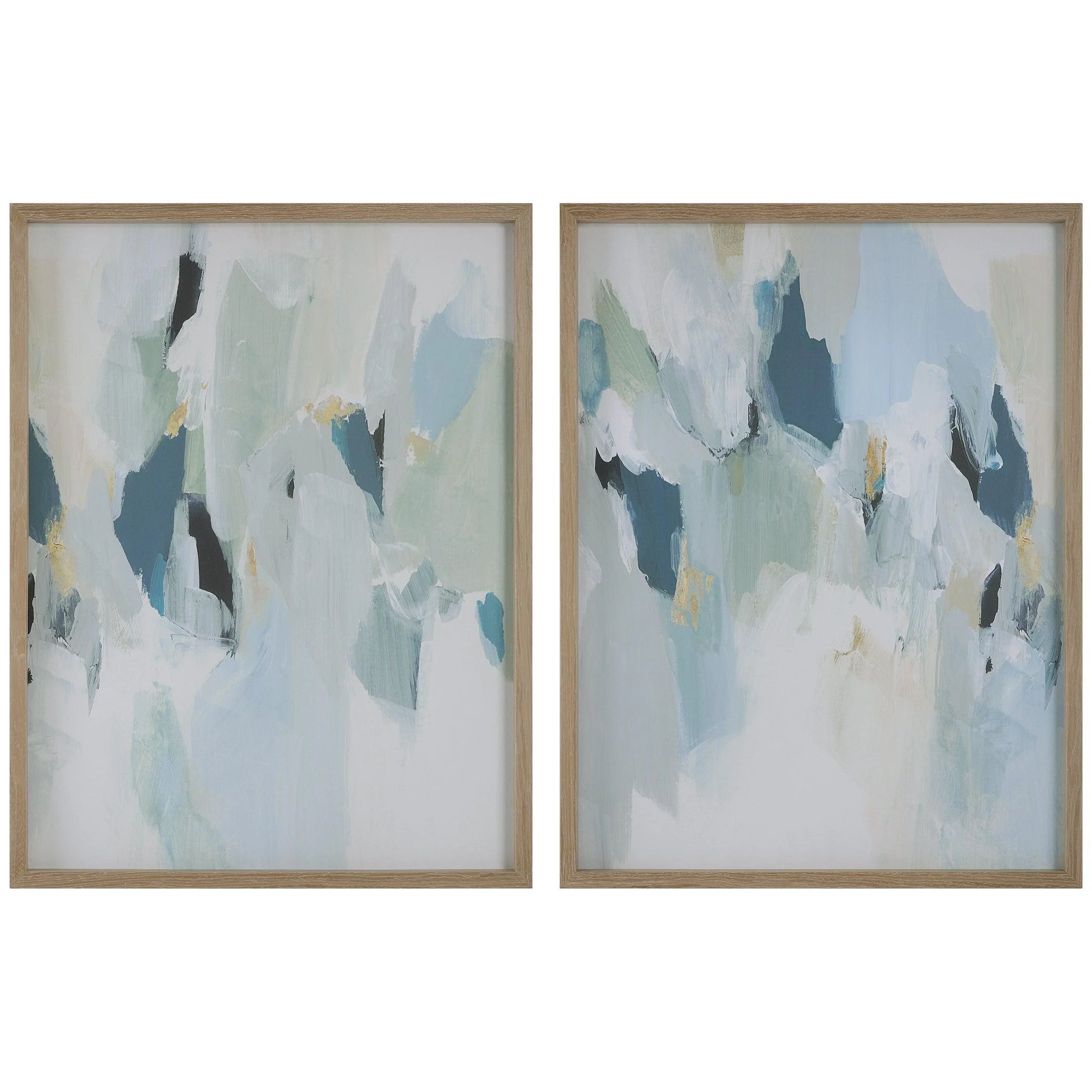 Seabreeze Abstract Framed Canvas Prints // Set of 2