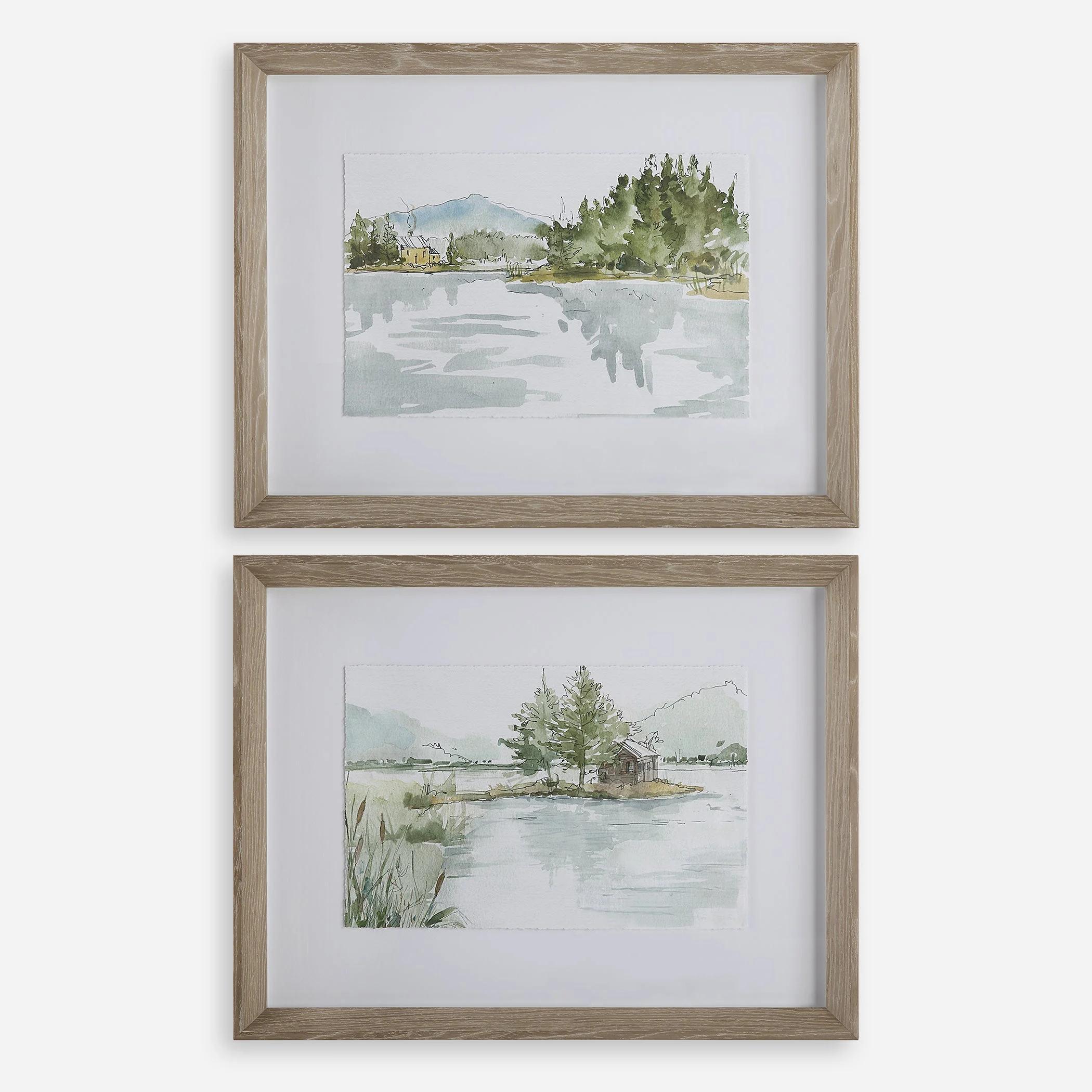 Serene Lake Framed Prints // Set of 2