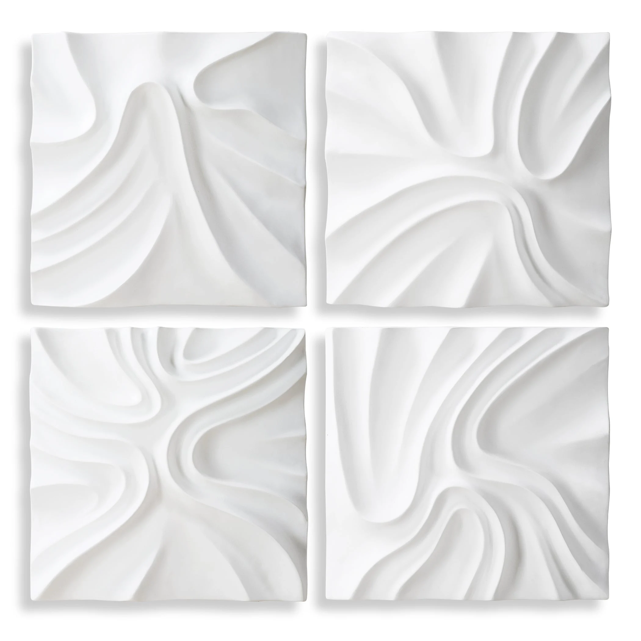 Snowdrift Scultped White Wall Decor // Set of 4