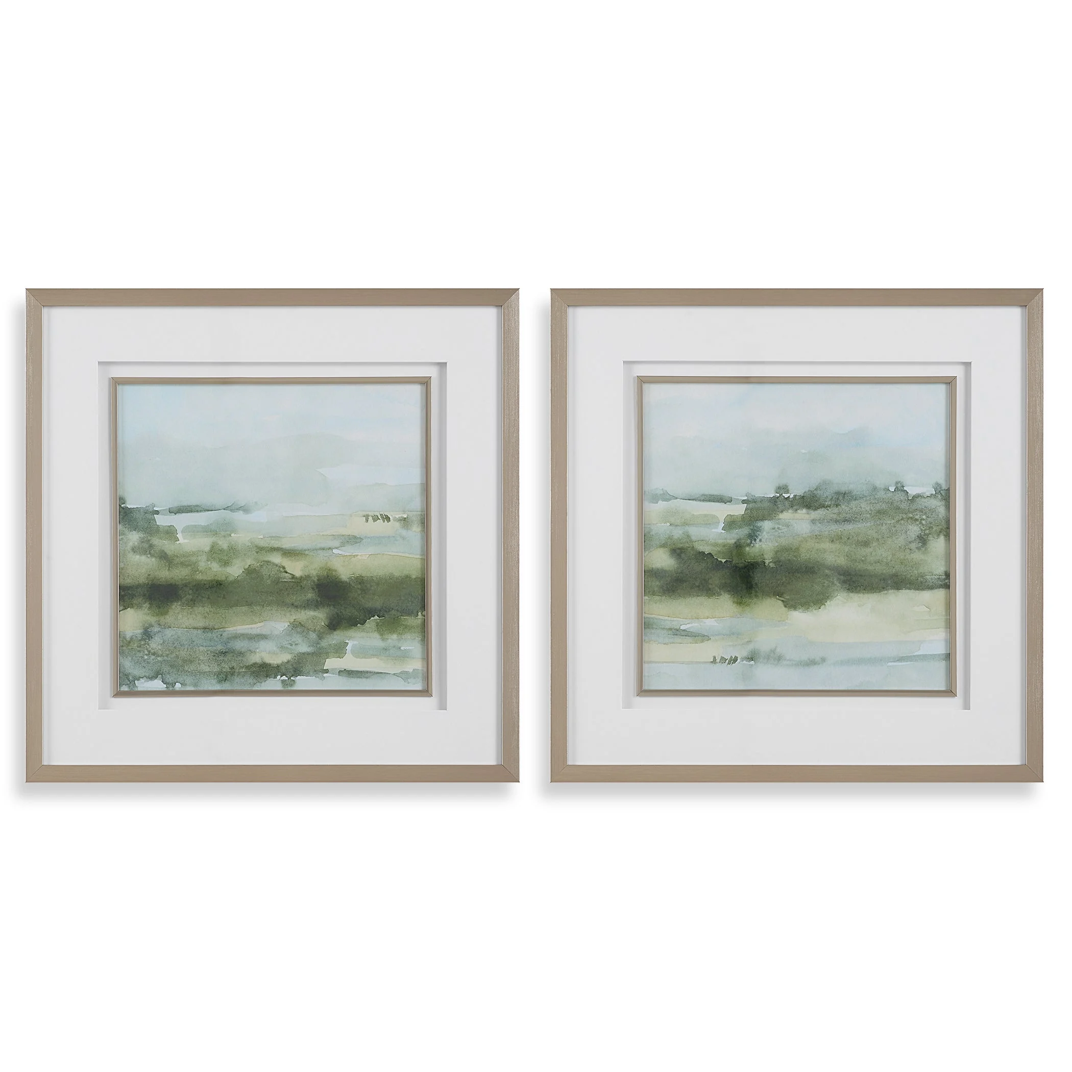 Soft Sage Abstract Landscape Prints // Set of 2