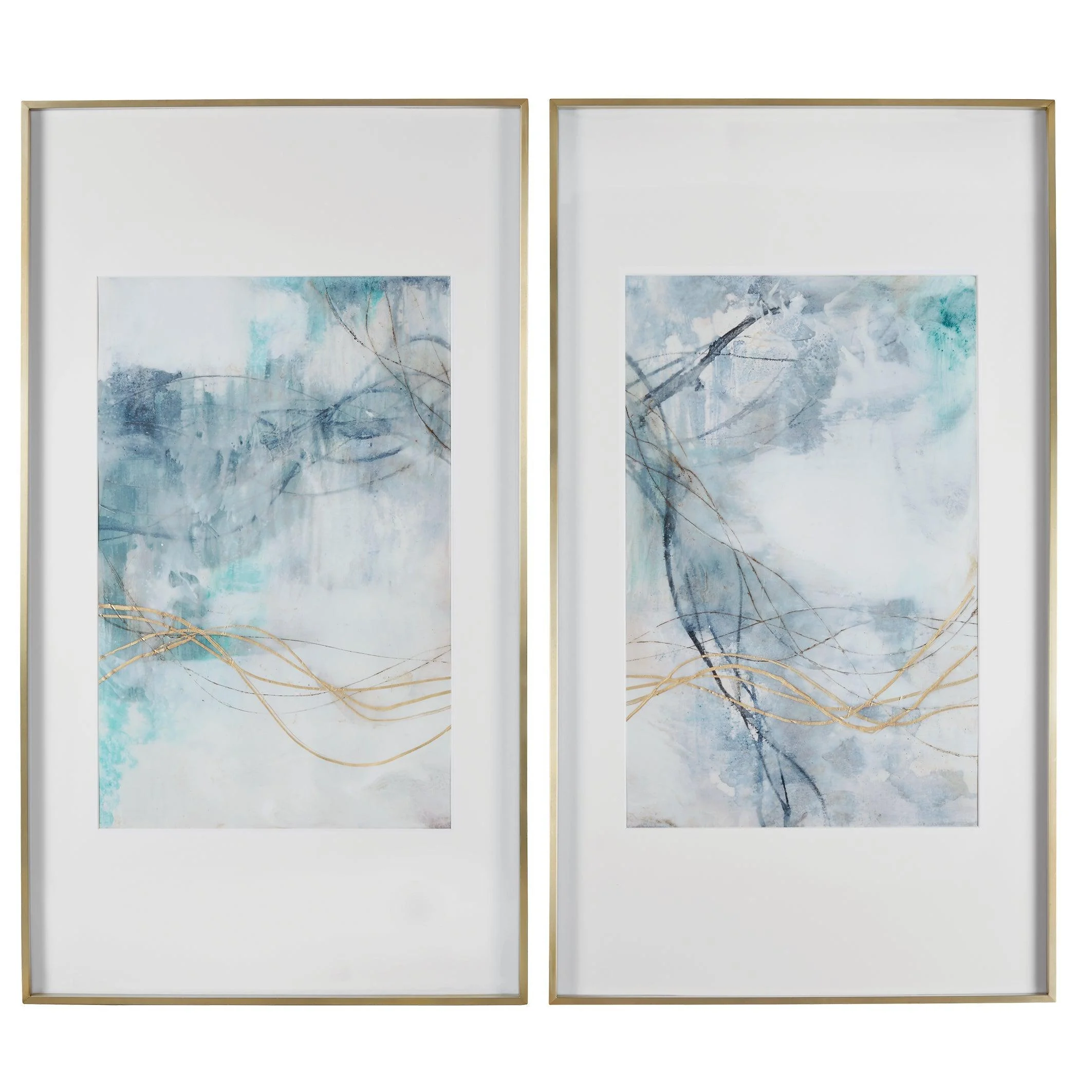 Undulating Oro Abstract Prints // Set of 2