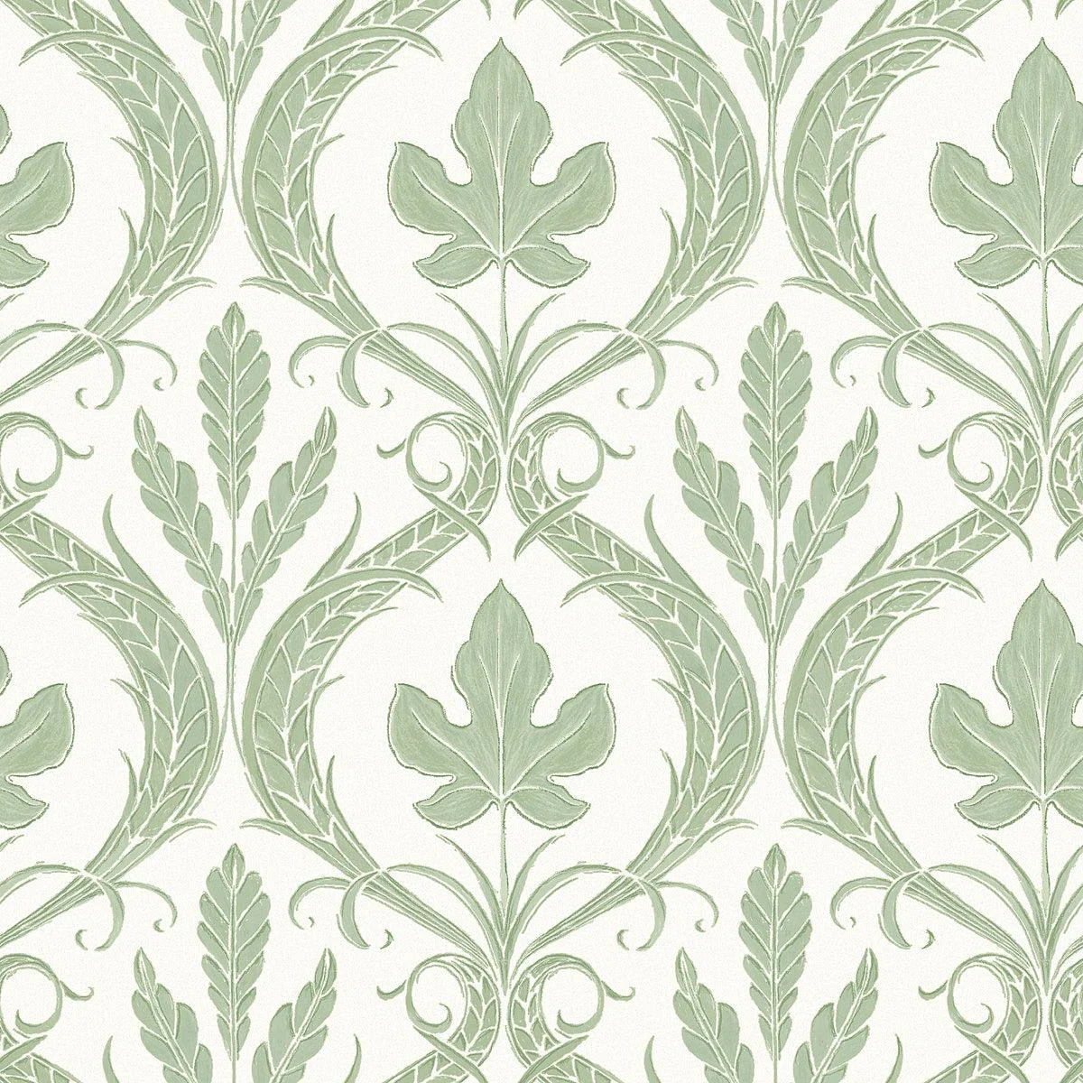 Adirondack Damask Wallpaper // Green & White