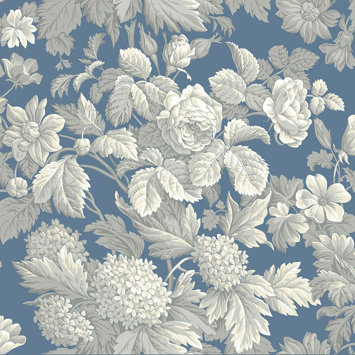 Antique Floral Wallpaper in Wedgewood Wallpaper // Blue & Grey