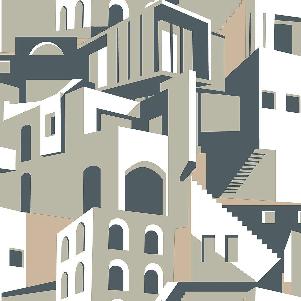 Architectural over Architectural Peel & Stick Wallpaper // Beige & Grey