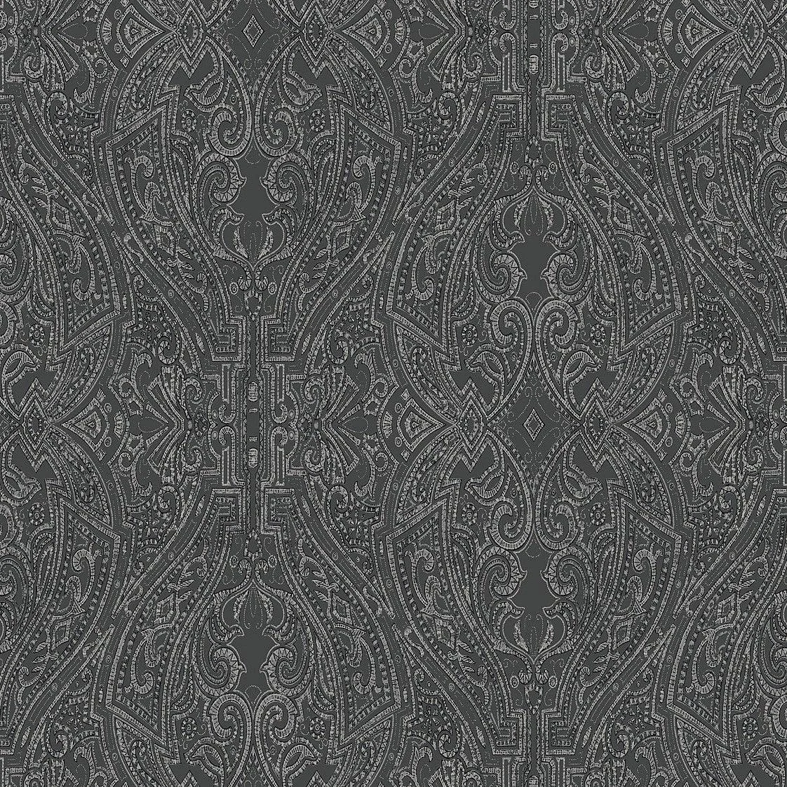 Ascot Damask Wallpaper // Black