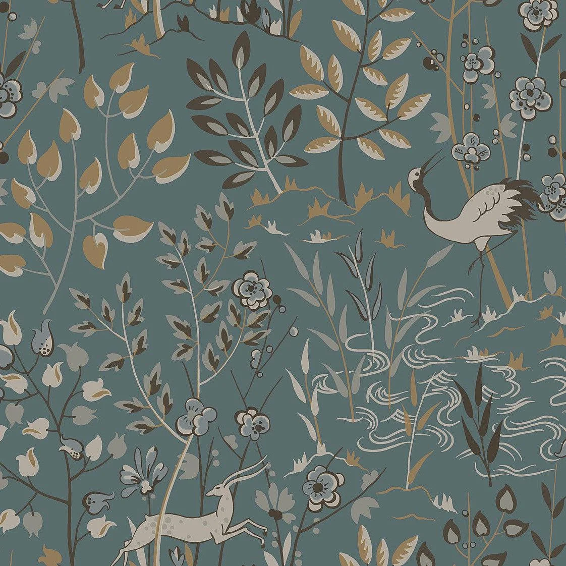 Aspen Wallpaper // Teal & Brown
