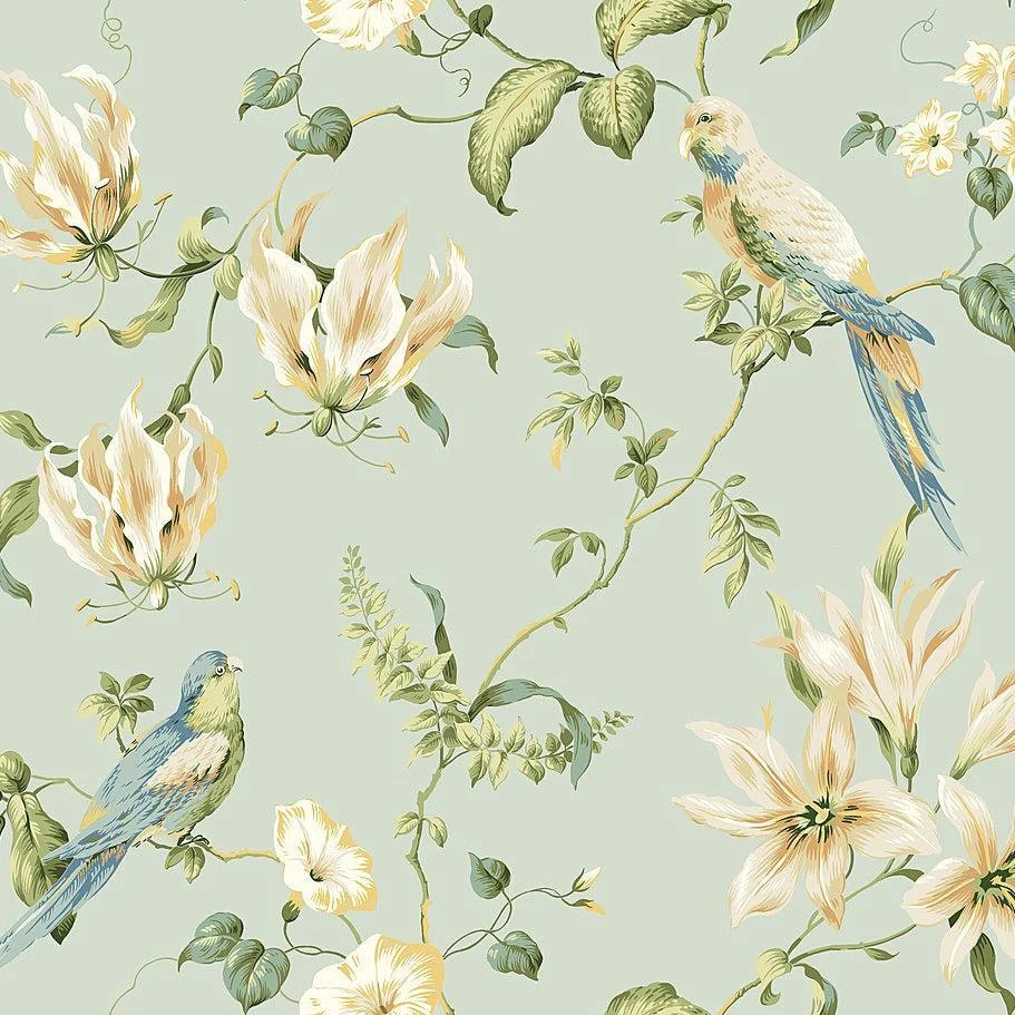 Background Tropical Floral Wallpaper // Light Blue