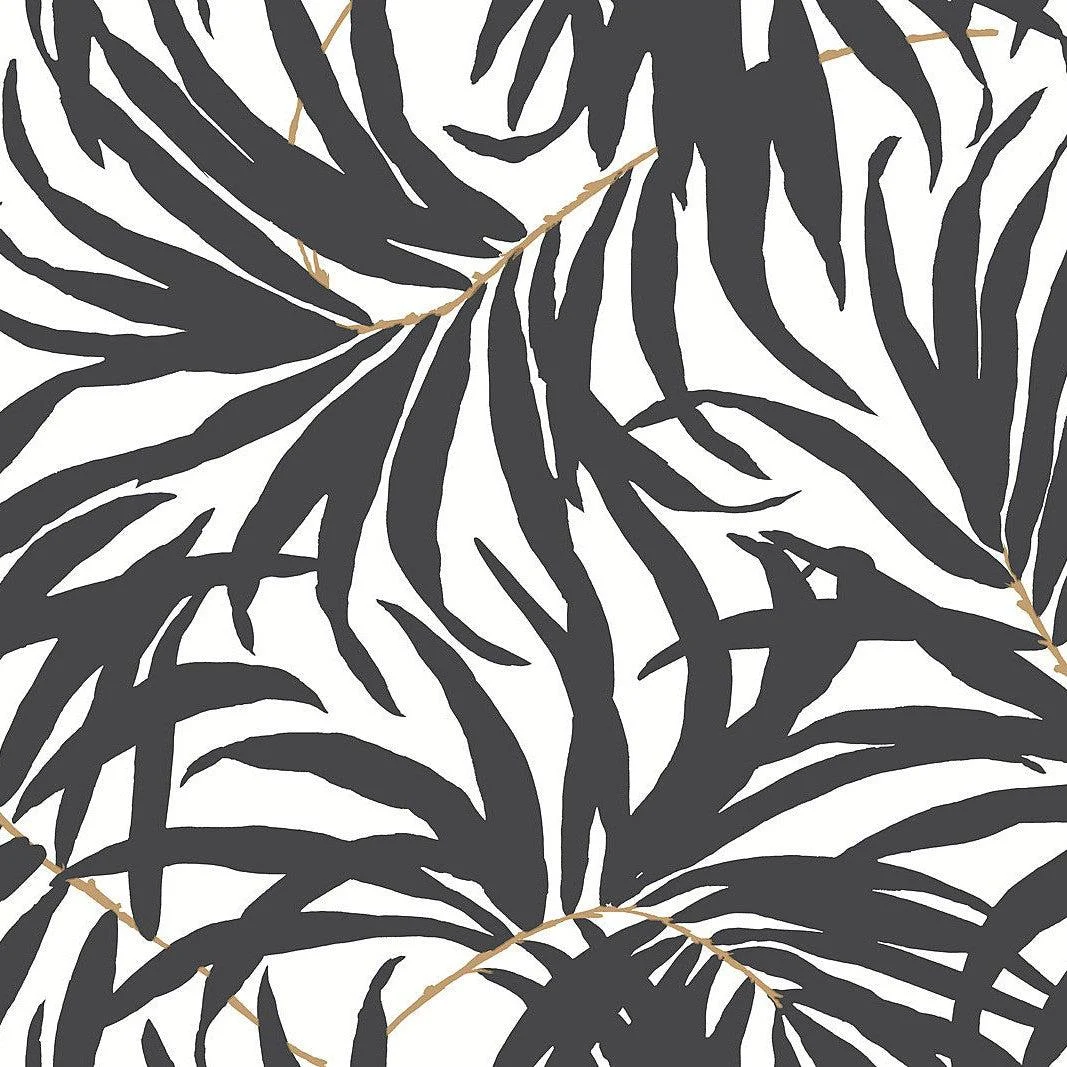 Bali Leaves Peel & Stick Wallpaper // Black