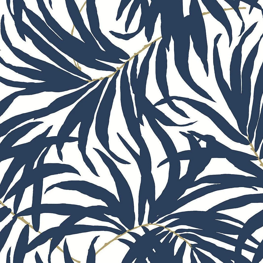 Bali Leaves Peel & Stick Wallpaper // Blue