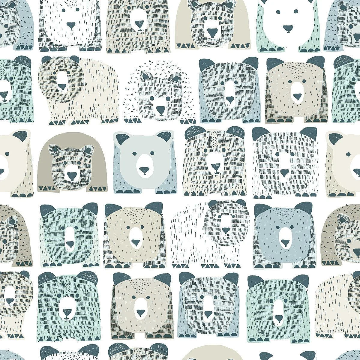 Bears Peel & Stick Wallpaper // Blue