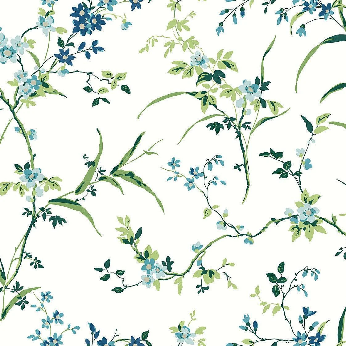 Blossom Branches Wallpaper // White & Blue