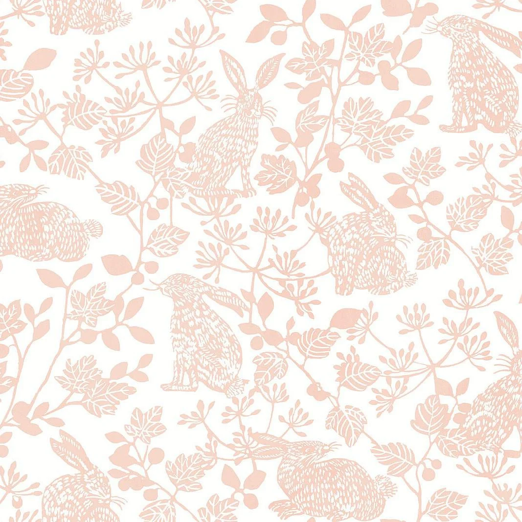 Botanical Bunnies Peel & Stick Wallpaper // Pink